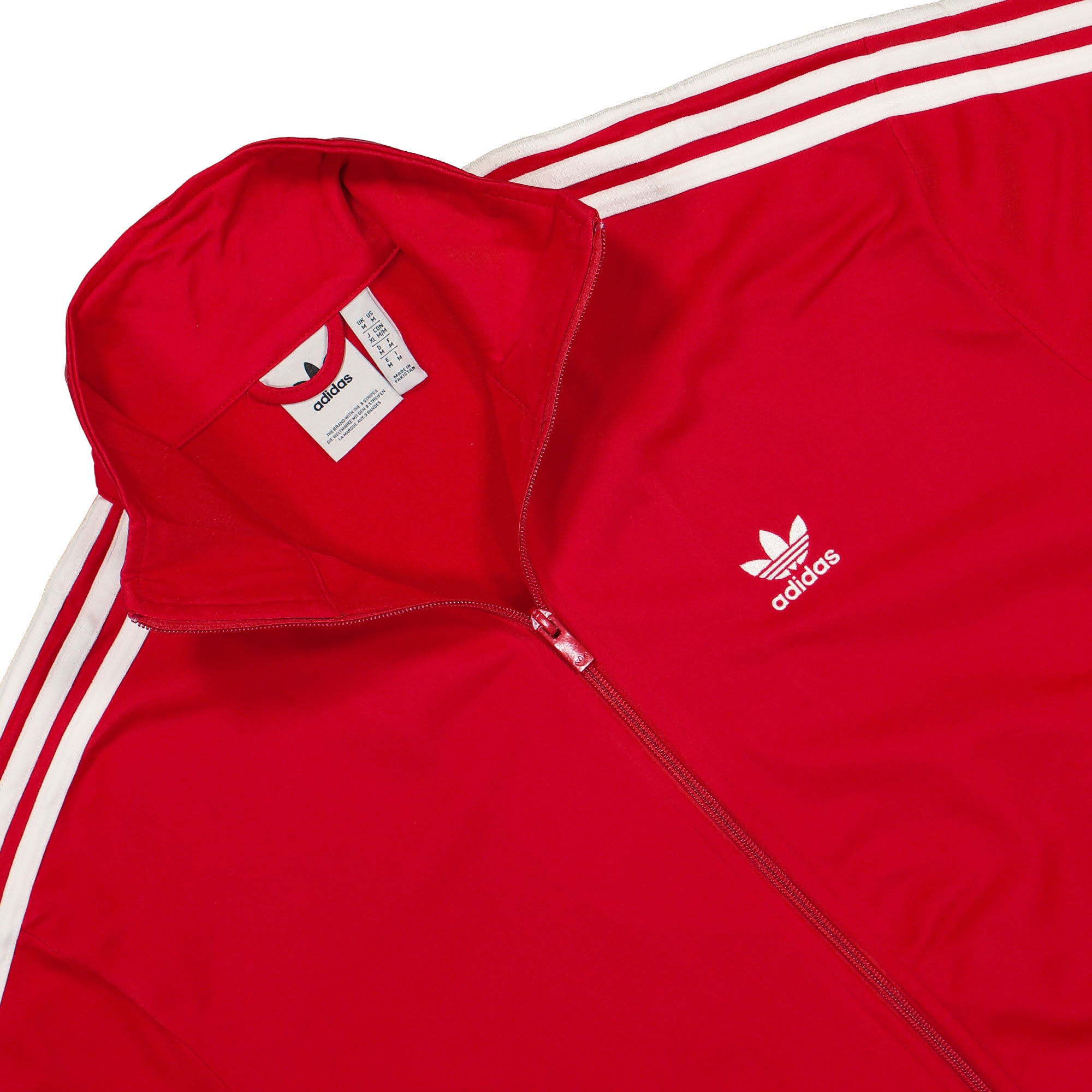 adidas Firebird Track Top Better Scarlet / White Track Jackets Close-up | Overkill