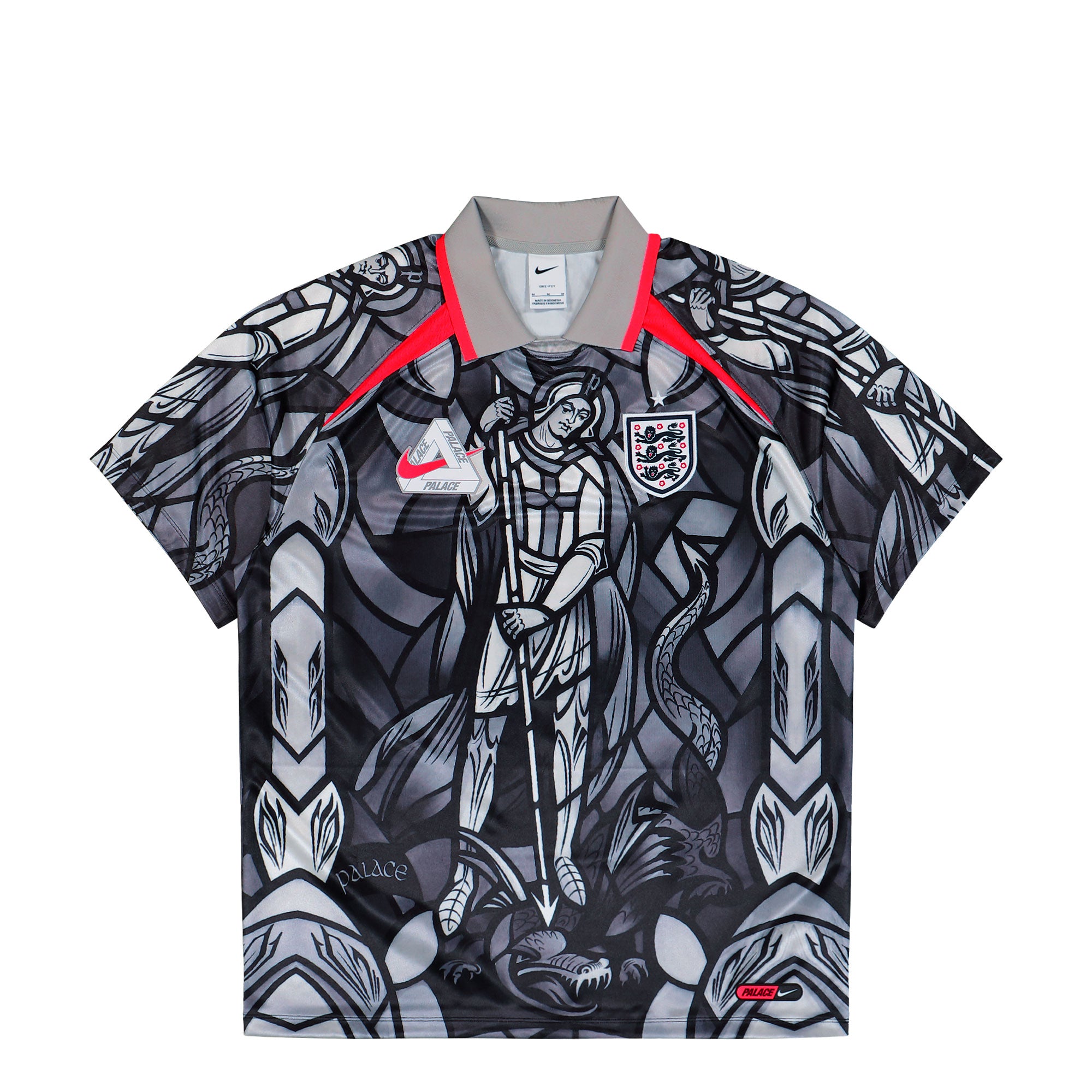 Palace x Nike FA England Short-Sleeve Jersey Pewter Grey / Bright Grimson T-Shirts IM3198 052 | Overkill