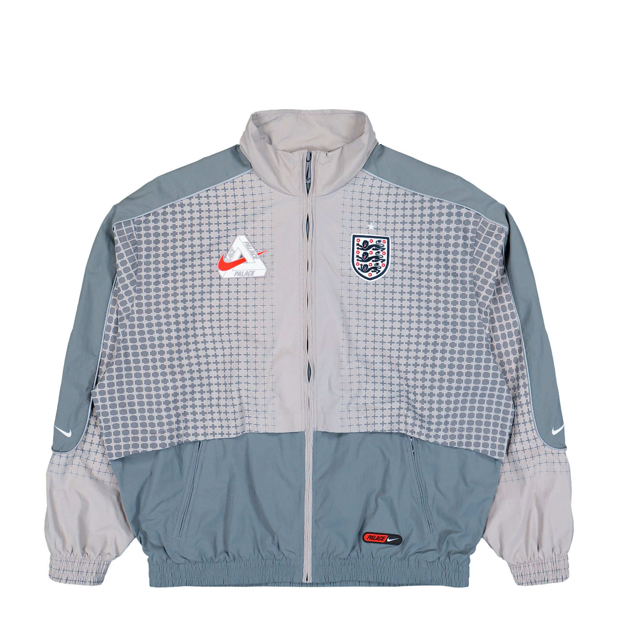 Palace x Nike FA England Track Jacket Pewter Grey / Cool Grey / Bright Crimson Track Jackets IM3201 052 | Overkill