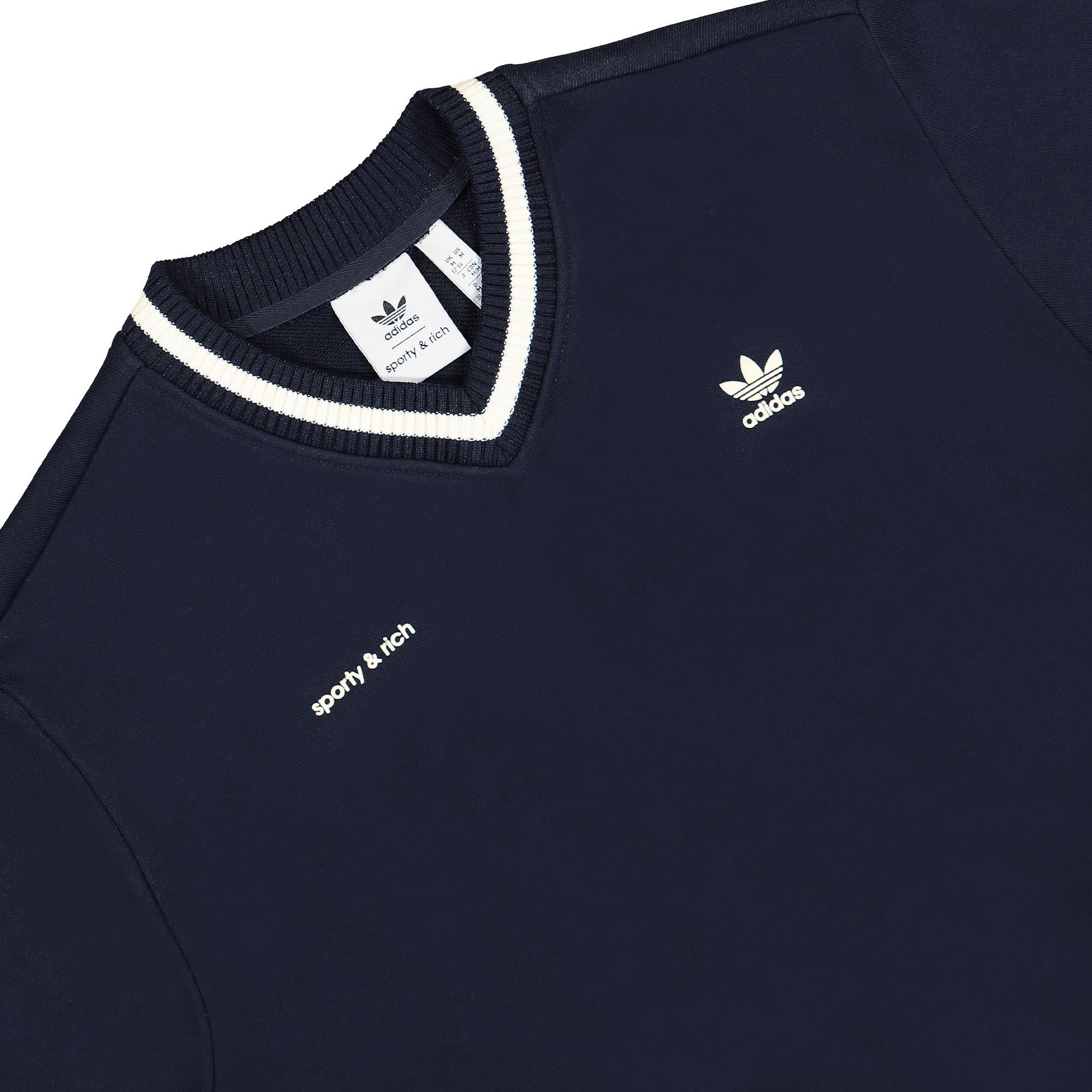 adidas SPORTY & RICH x adidas W Neck Crew Sweater Legend Ink Sweatshirts Close-up | Overkill