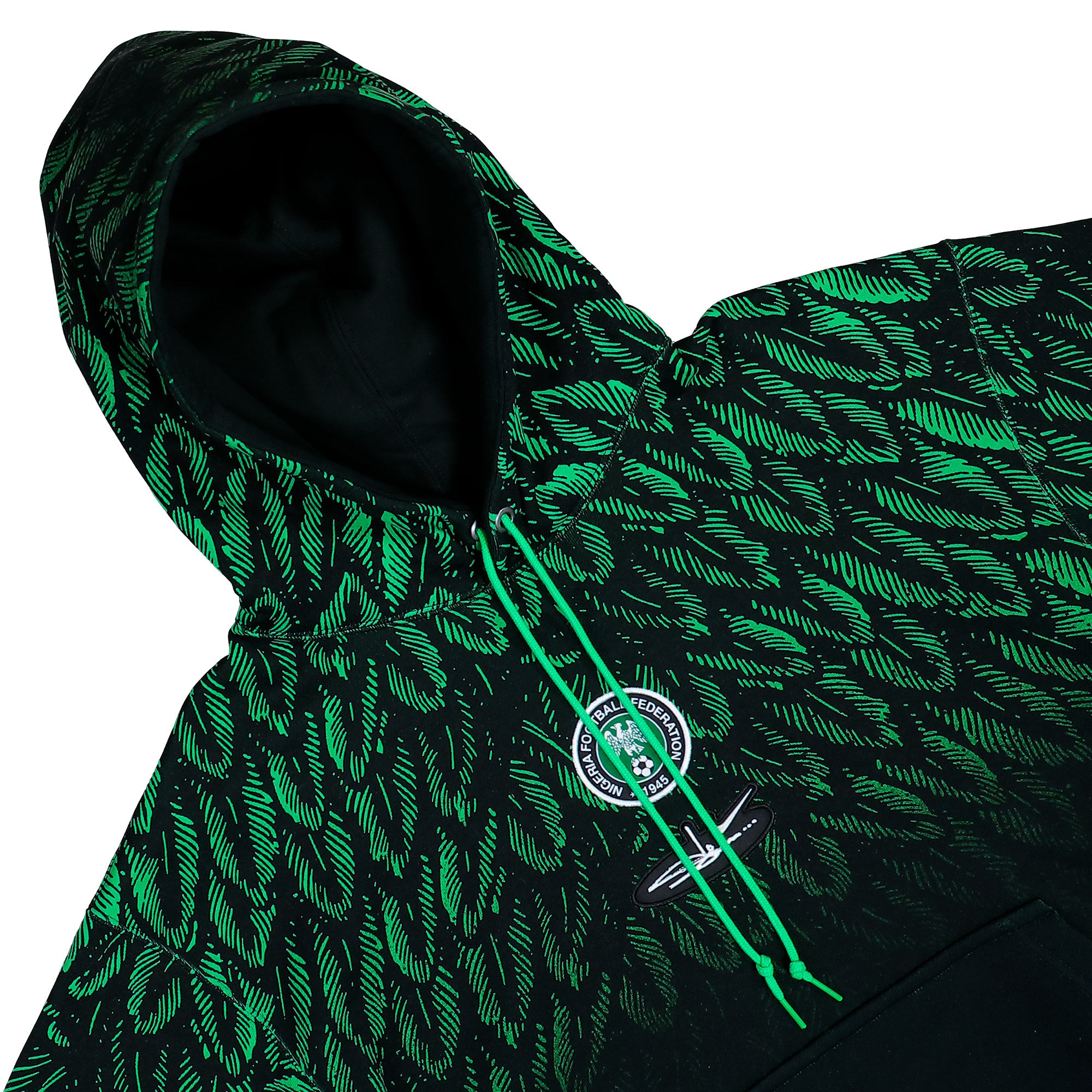 Slawn x Nike NFF Nigeria Fleece Hoodie Black / Poison Green / White Hoodies IR5219 010 Detailfoto | Overkill