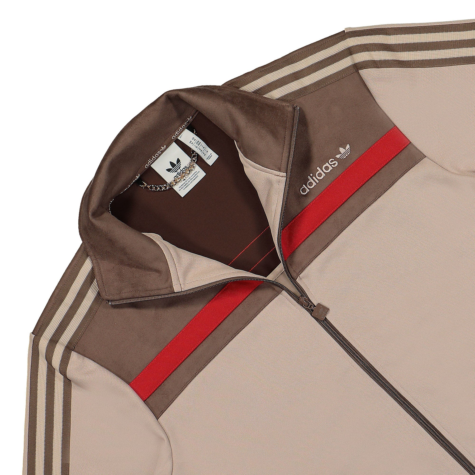 adidas Premium Tracktop Wonder Taupe / Earth Strata Track Jackets Close-up | Overkill