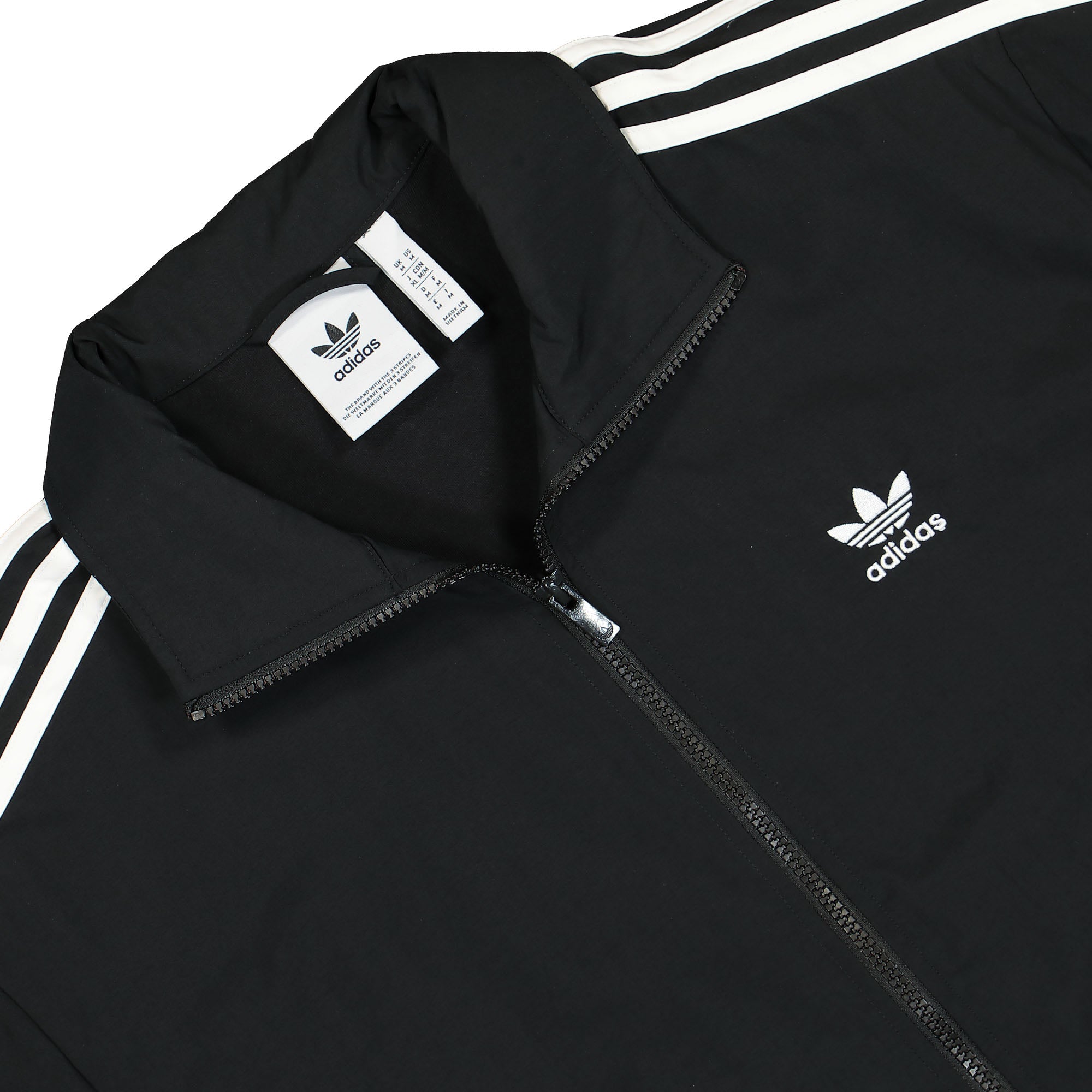 adidas Woven Firebird Tracktop Black Track Jackets Close-up | Overkill