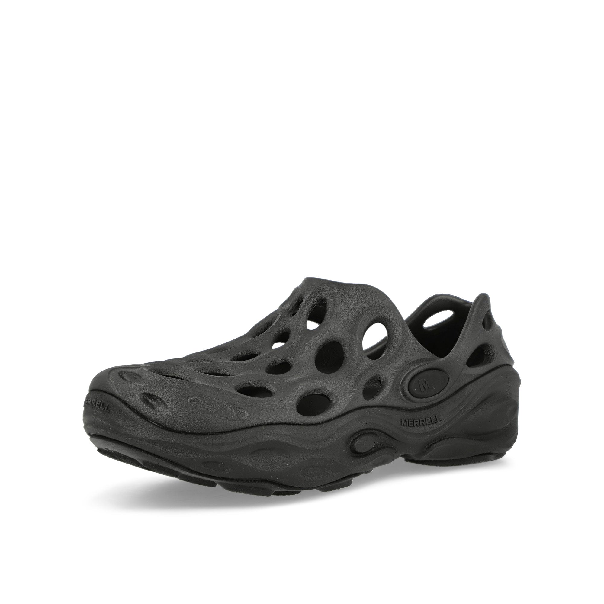 Merrell Hydro Next Gen Moc SE Tripple Black Slides, Sandals & Slippers Close Up | Overkill