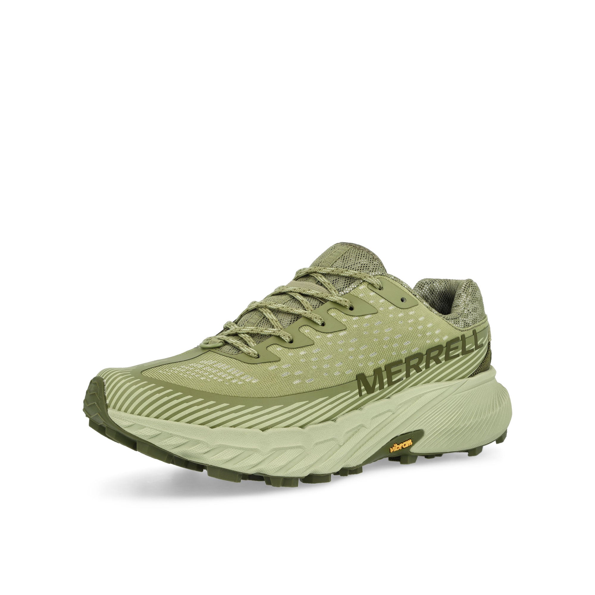 Merrell Agility Peak 5 Mosstone Low Top Sneakers Close Up | Overkill
