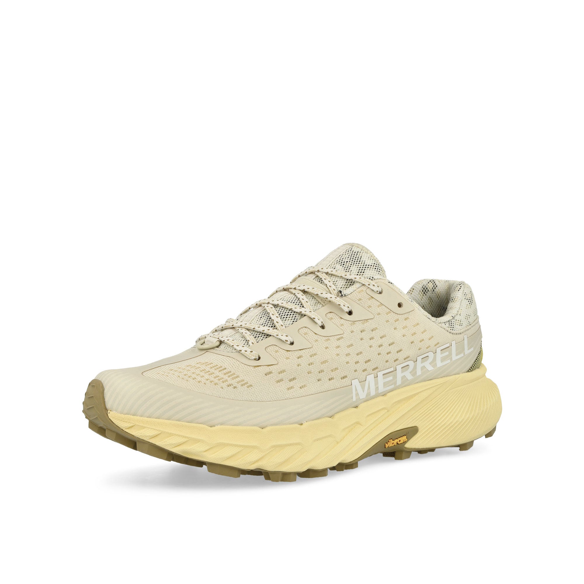 Merrell Agility Peak 5 Creme Low Top Sneakers Close Up | Overkill