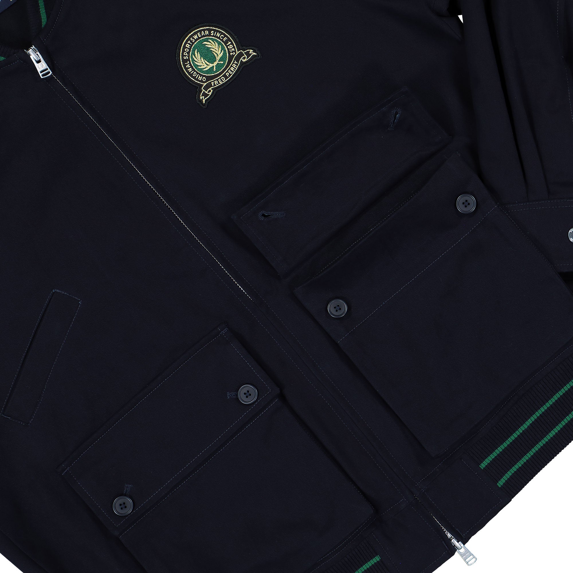 Fred Perry Tennis Badge Bomber Jacket Navy Jacket J1313-608 Detail View 1 | Overkill