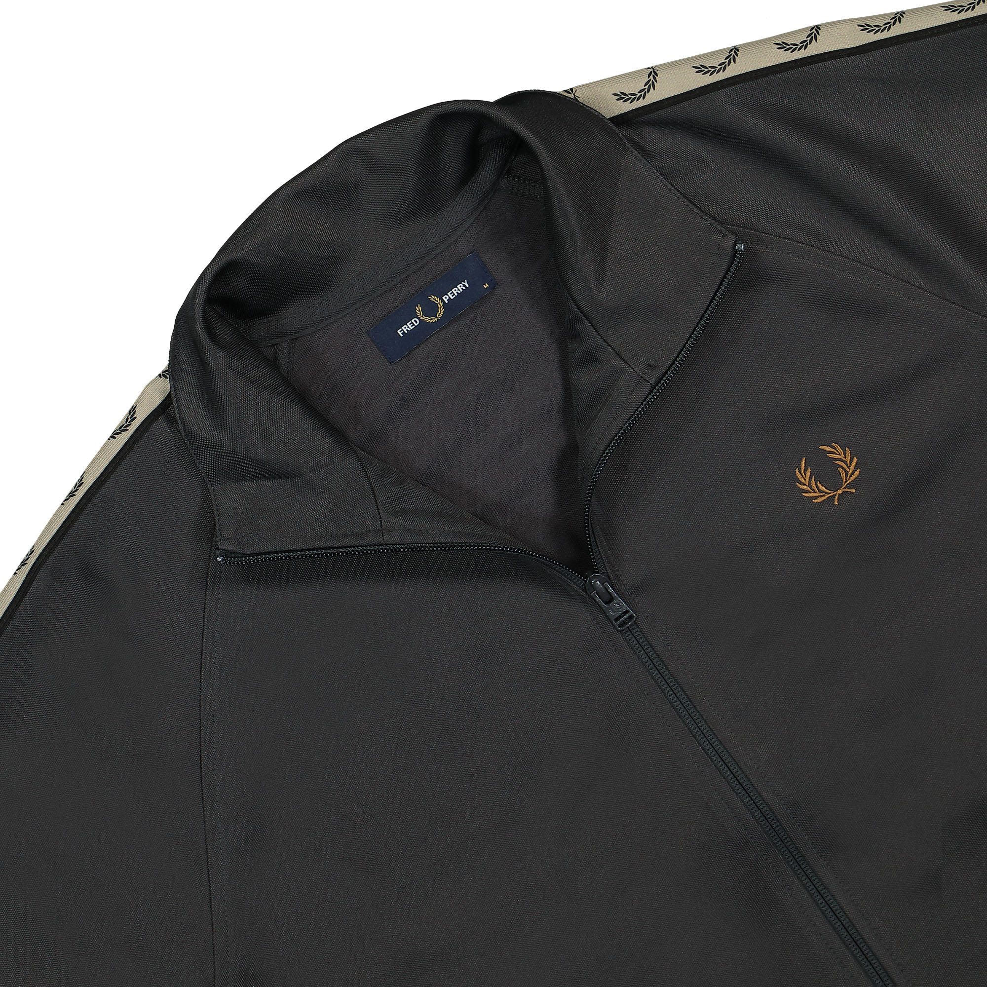 Fred Perry Contrast Tape Track Jacket Anchor Grey / Black Track Jackets Close-up | Overkill