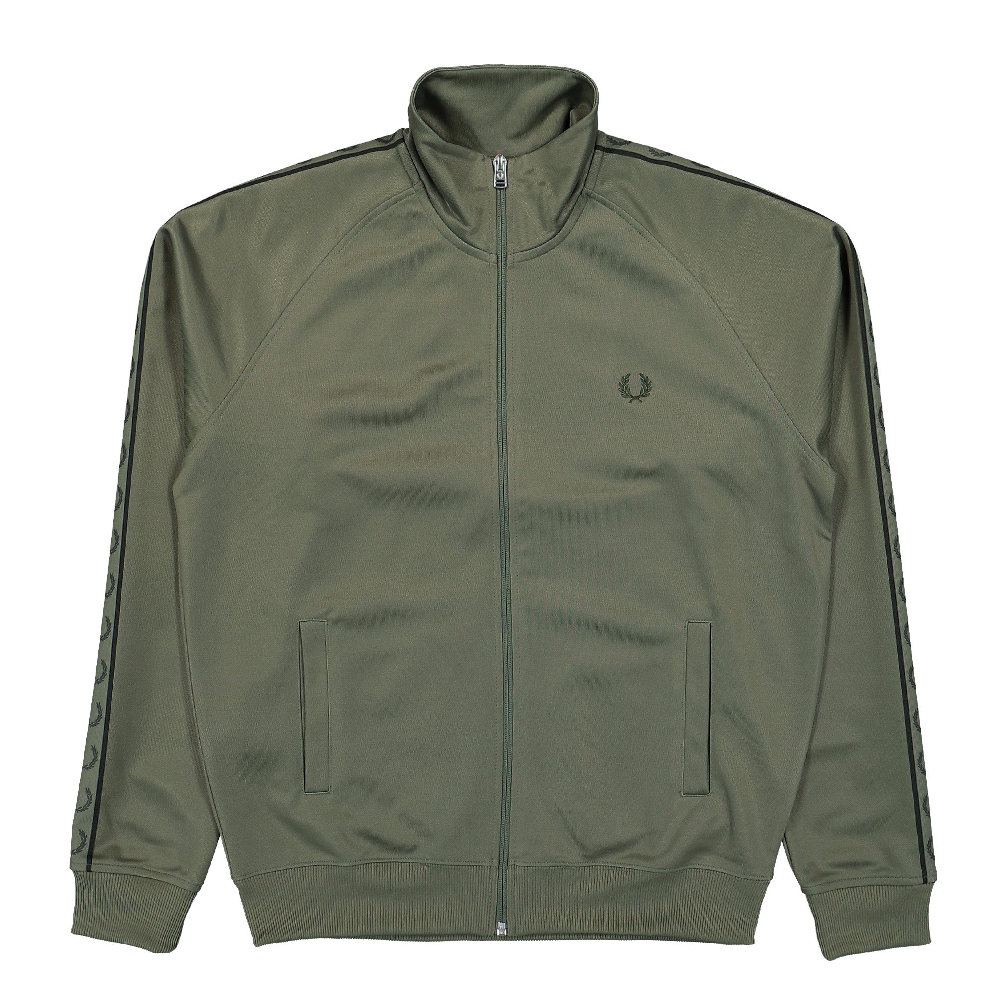 Fred Perry Contrast Tape Track Jacket Laurel Wreath Green / Night Green Track Jackets J5557-W49 | Overkill