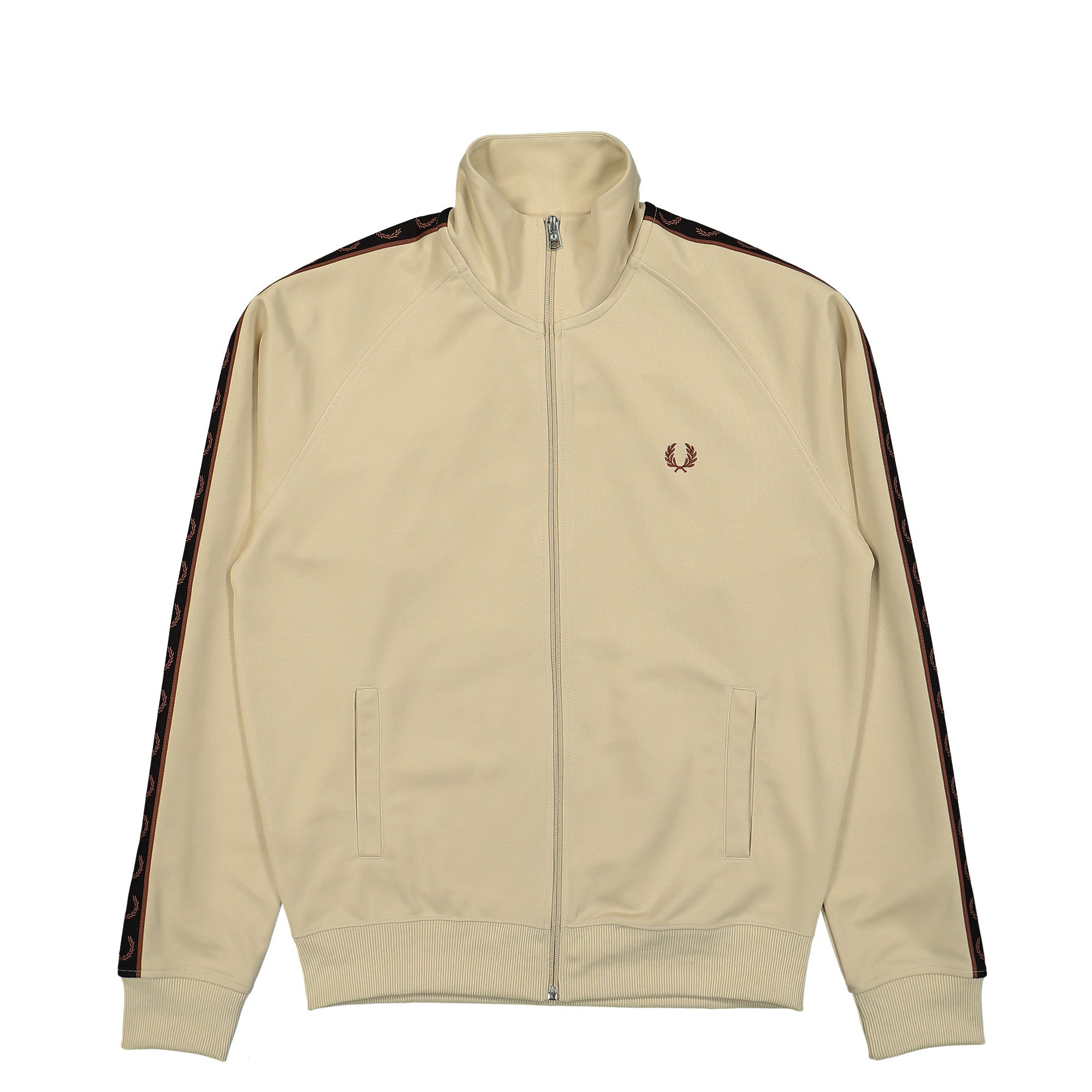 Fred Perry Contrast Tape Track Jacket Oatmeal / Whisky Brown Track Jackets J5557-W69 | Overkill