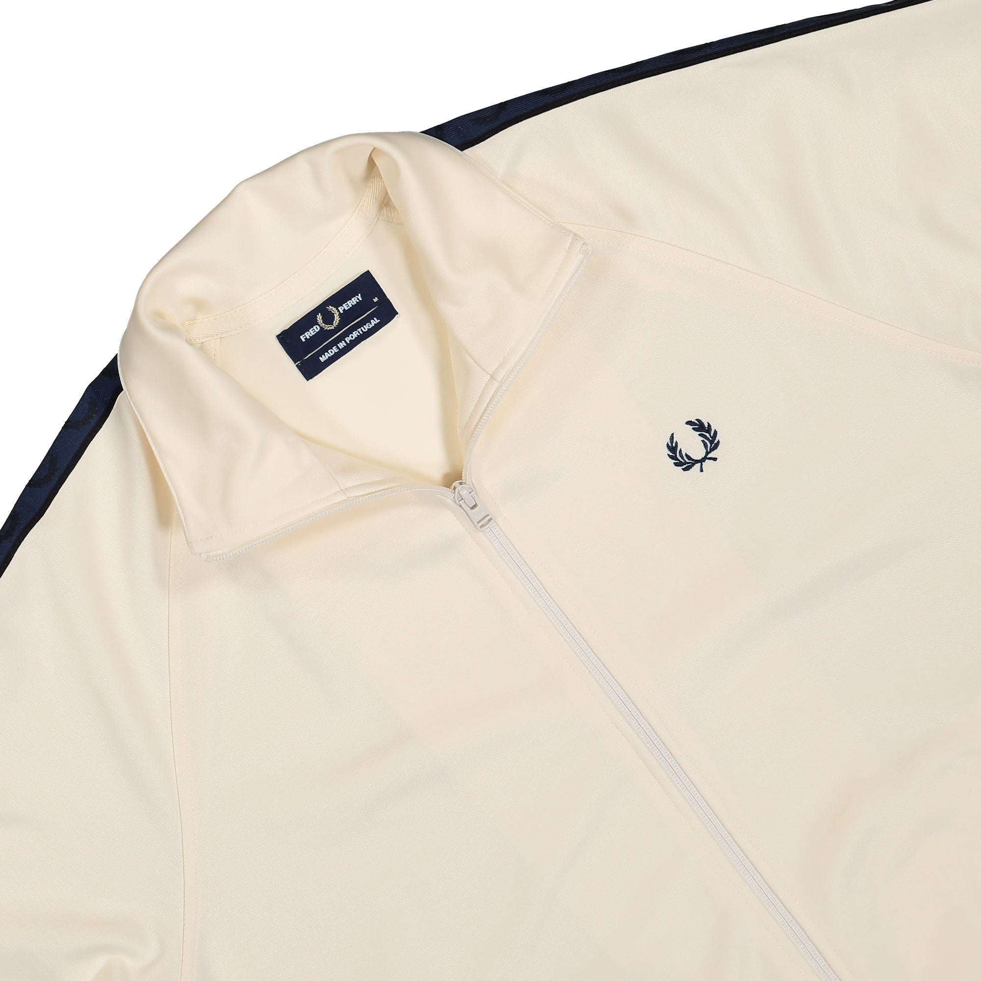 Fred Perry Contrast Tape Track Jacket Ecru / Tennis Blue Track Jackets Detail view 2 | Overkill