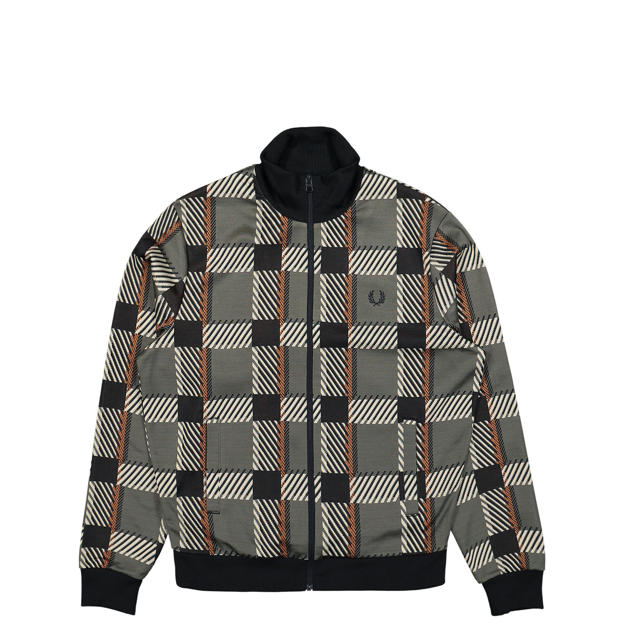 Fred Perry Glitch Tartan Track Jacket Field Green Track Jackets J6551-638 | Overkill