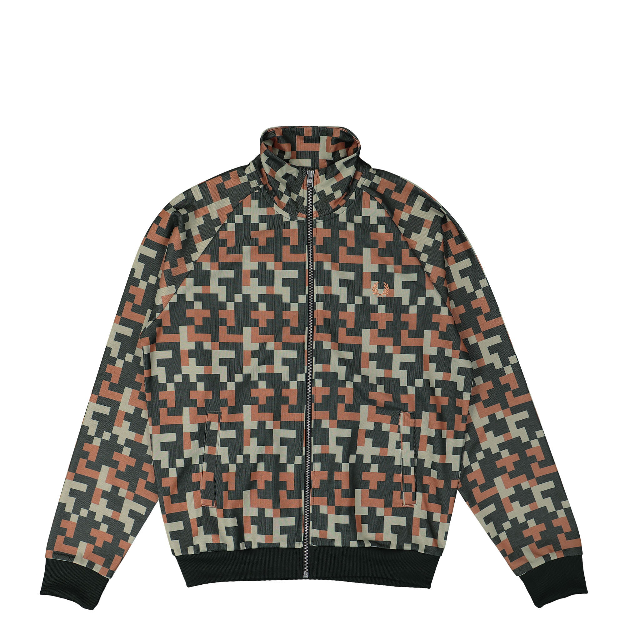 Fred Perry Pixel Print Track Jacket Night Green Track Jackets J6803-Q20 | Overkill