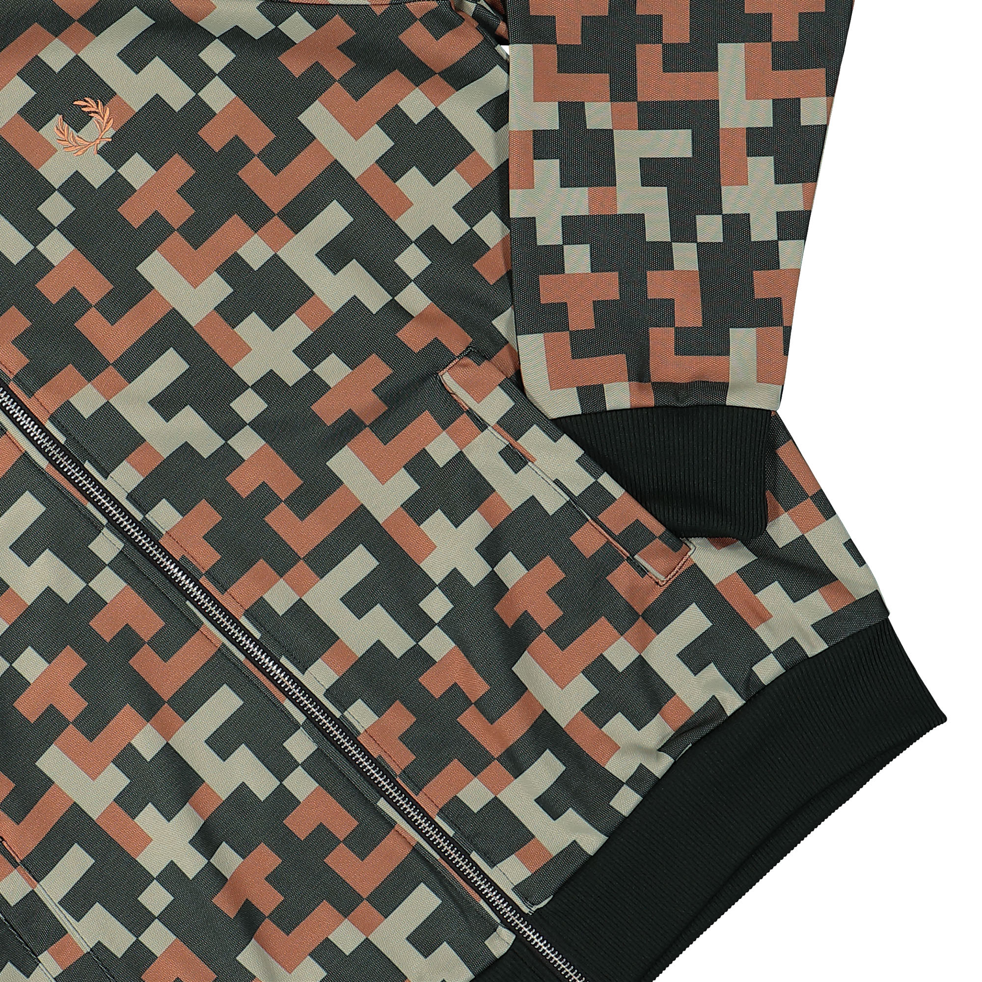 Fred Perry Pixel Print Track Jacket Night Green Track Jackets Detailfoto | Overkill