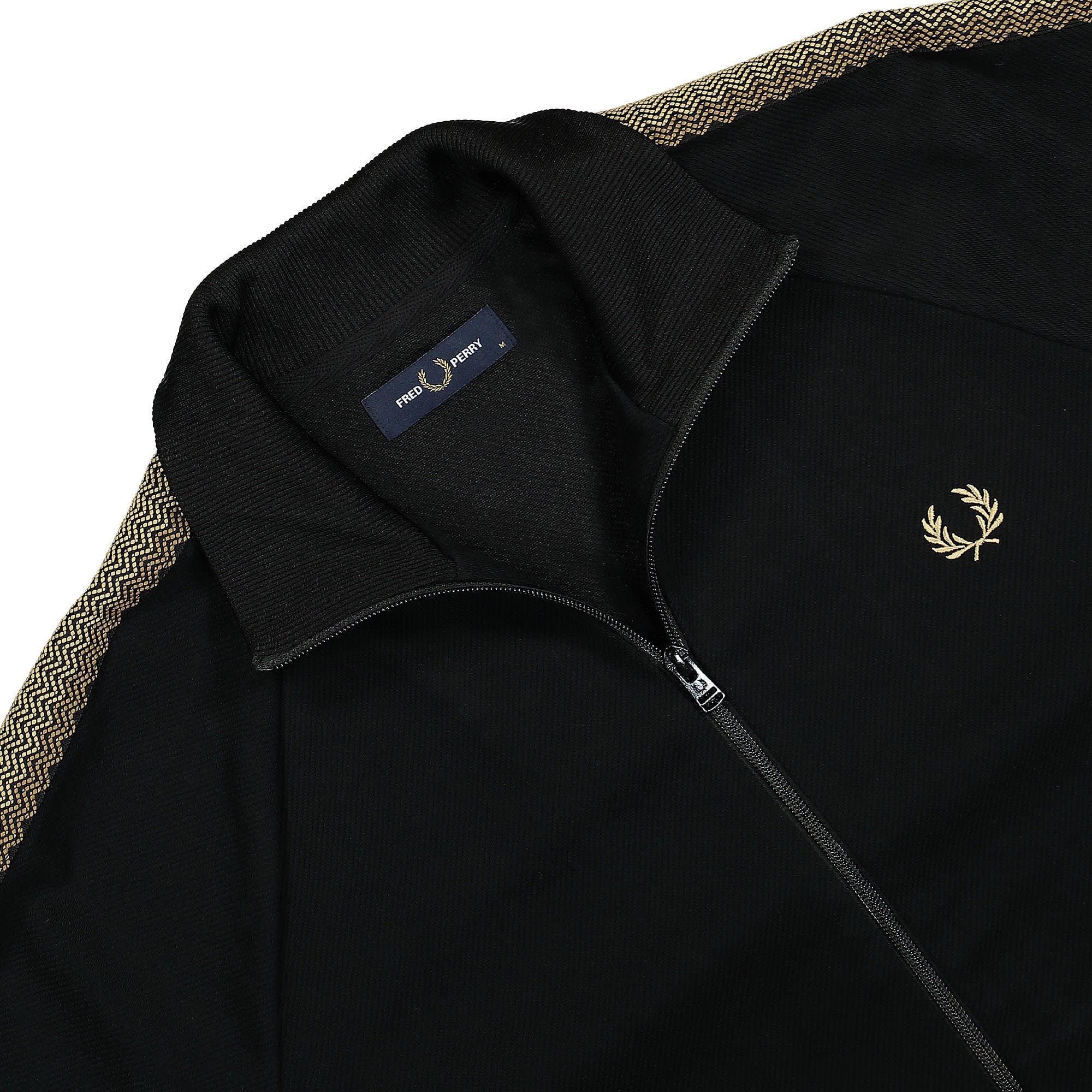Fred Perry Crochet Taped Track Jacket Black Track Jackets Close-up | Overkill