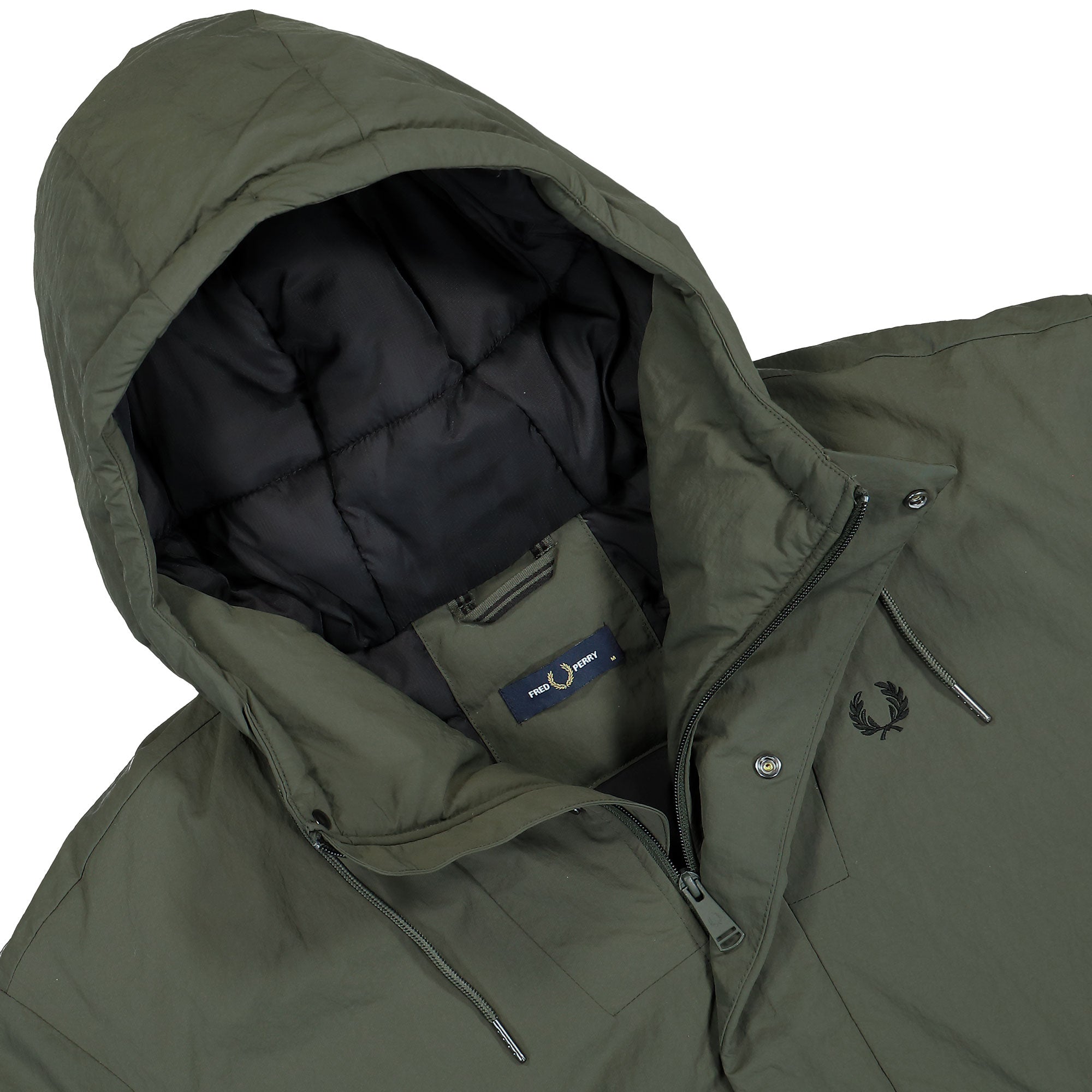Fred Perry Zip Through Padded Jacket Field Green Jackets Close-up | Overkill