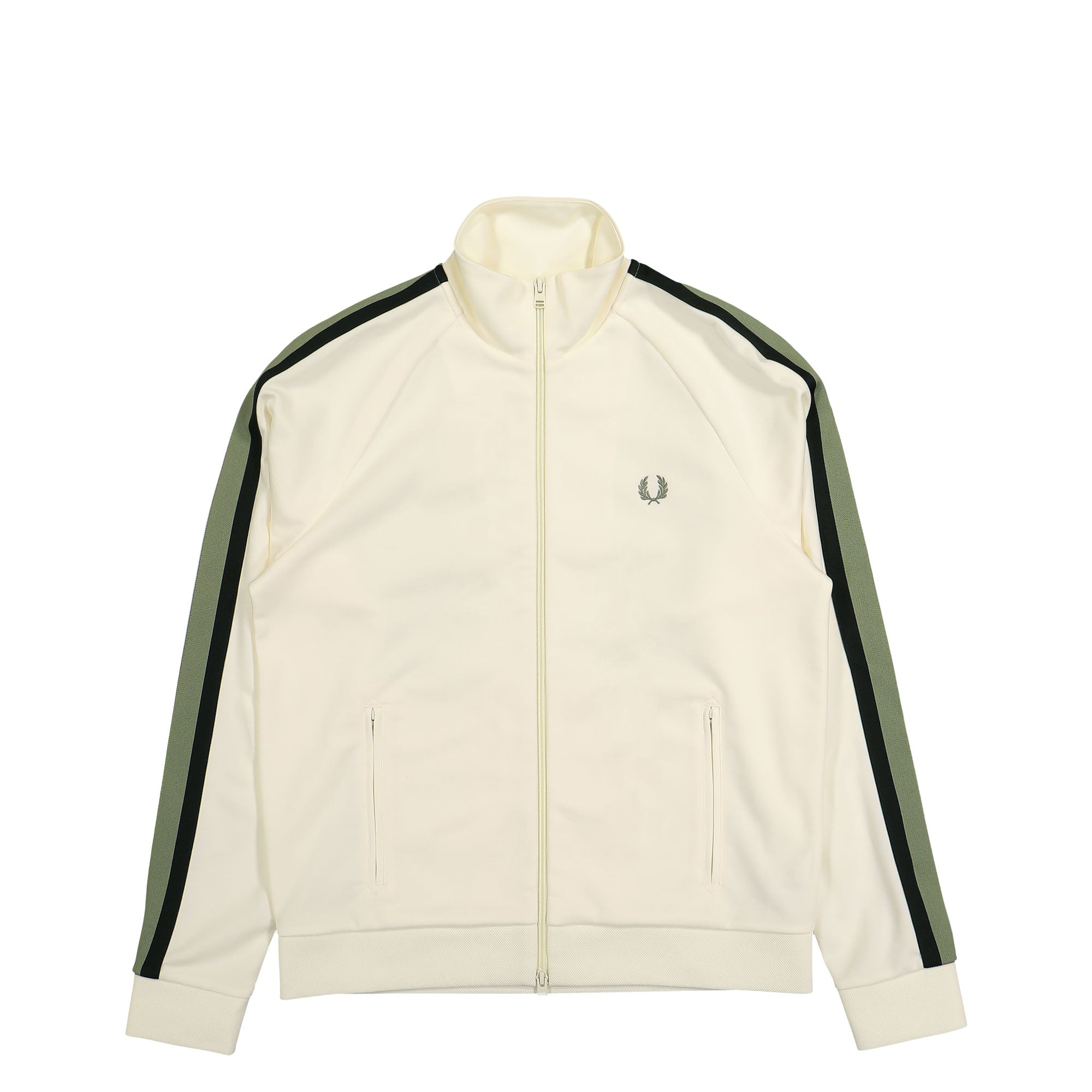 Fred Perry Two Colour Tape Track Jacket Light Ecru Track Jackets J9045-760 | Overkill