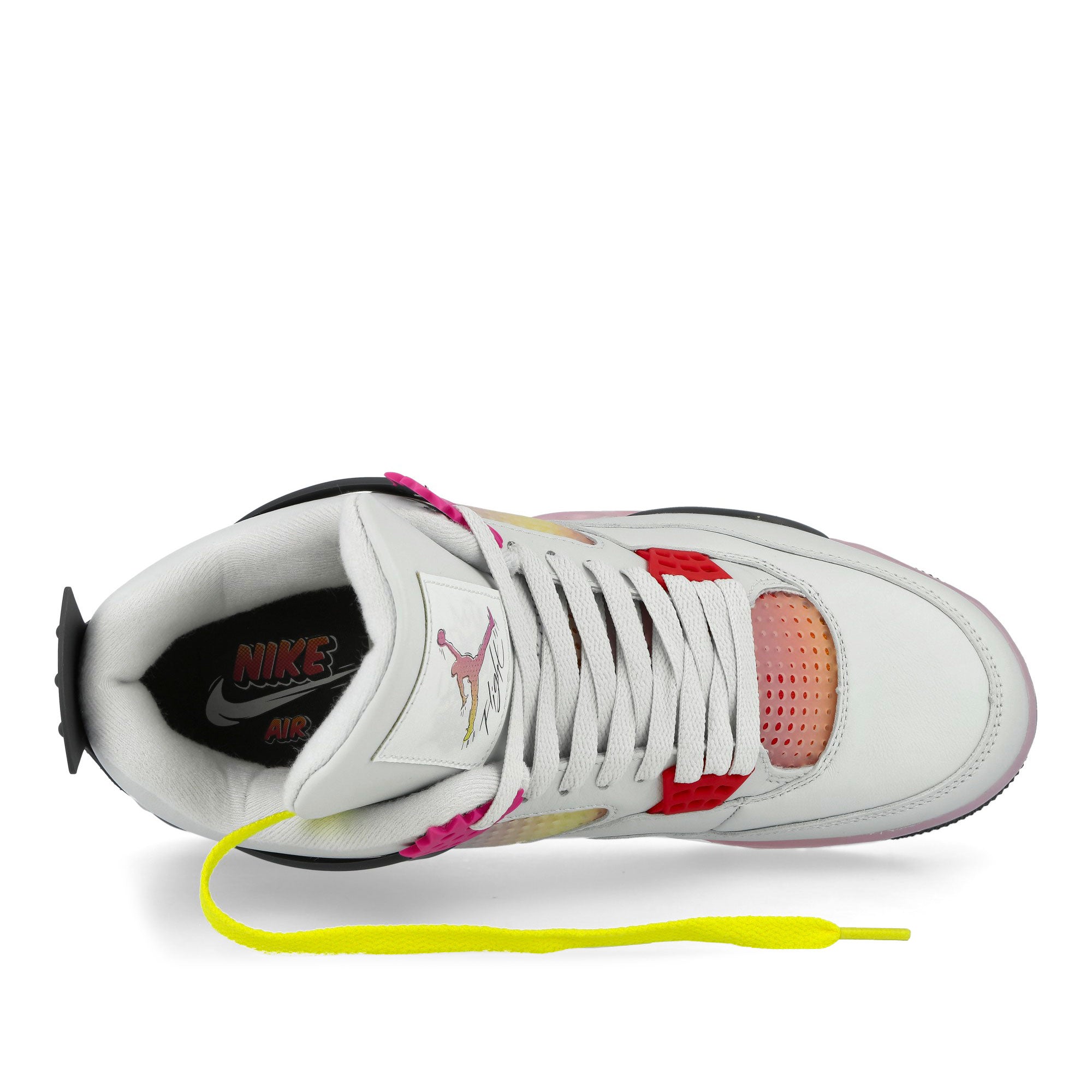 Air Jordan 4 Retro Comic Off White / Fire Pink - Anthracite Mid Top Sneakers JA1135 100 Detailfoto | Overkill