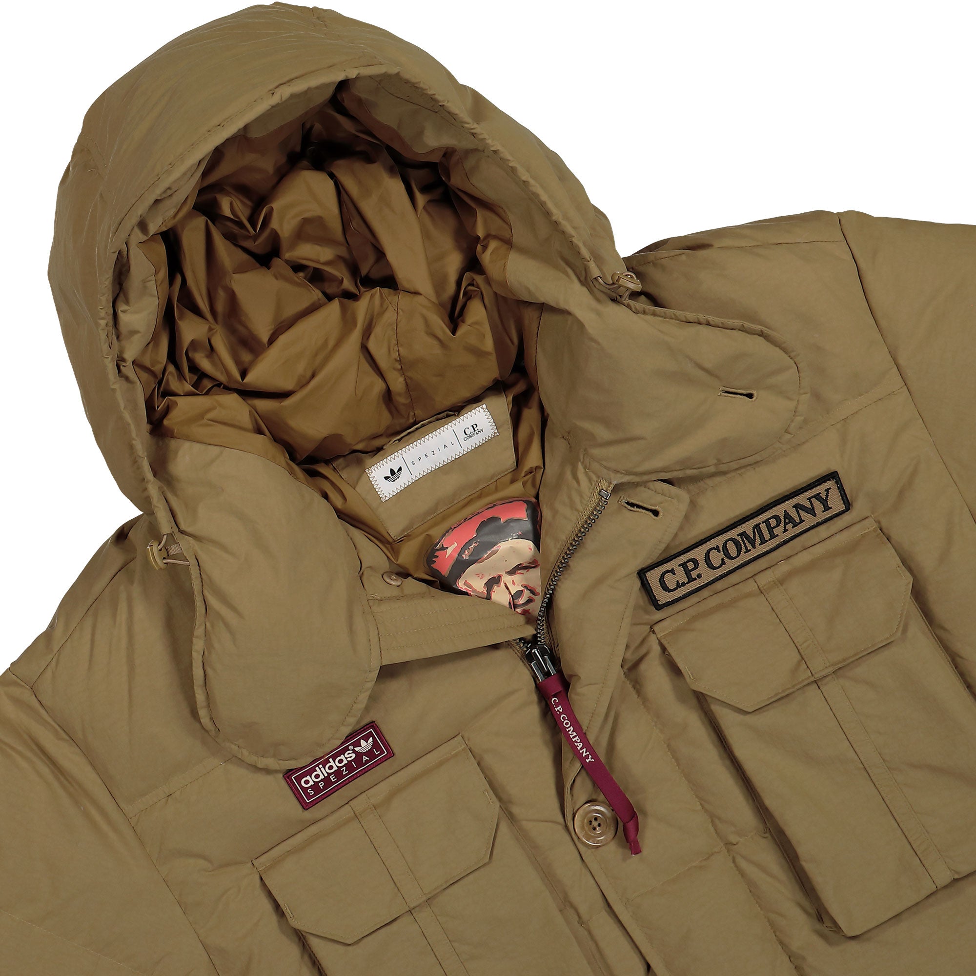 adidas SPZL Puffer Jacket Preloved Bronze Puffer Jackets Close-up | Overkill