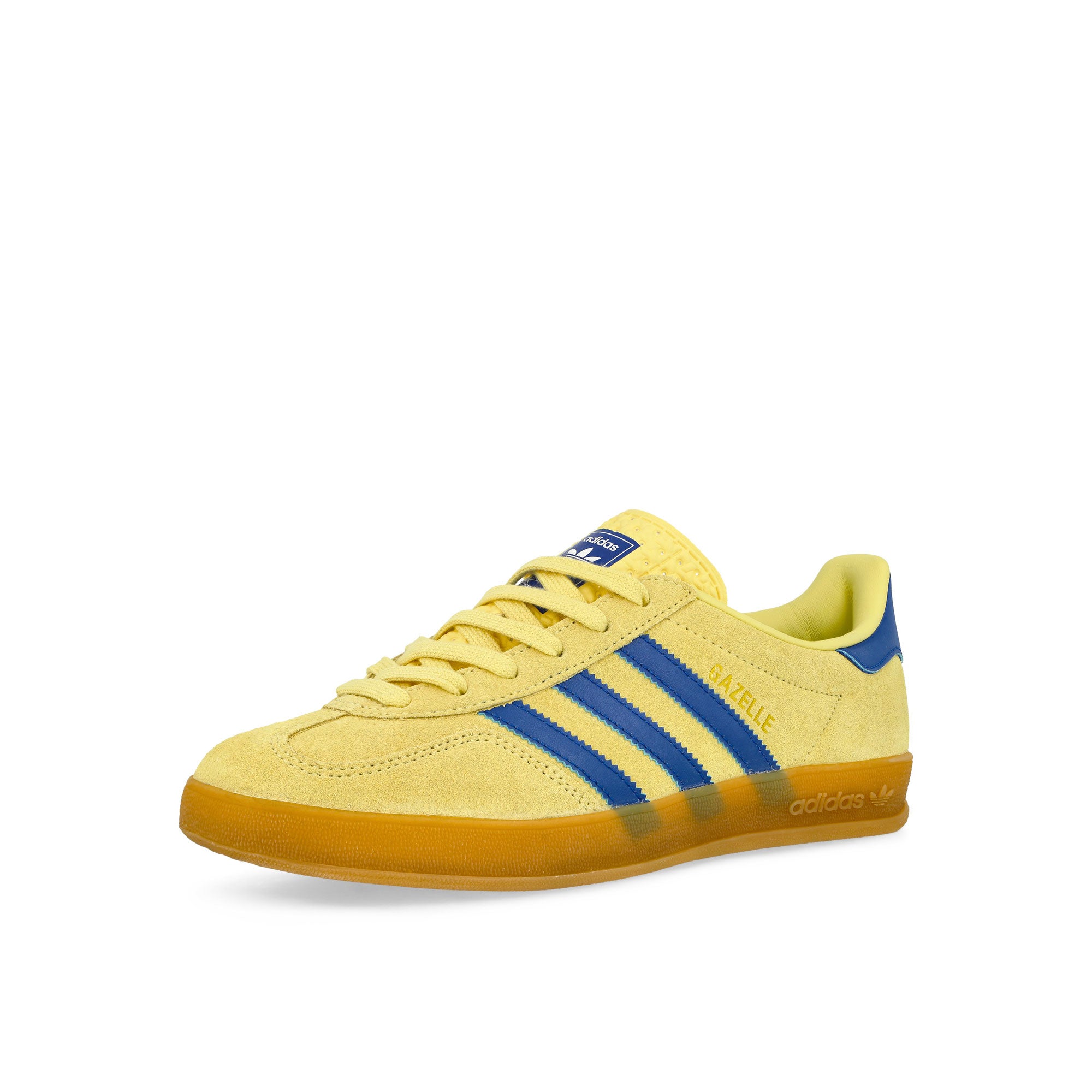 adidas Gazelle Indoor Powder Yellow / Team Royal Blue / Footwear White Low Top Sneakers Close Up | Overkill