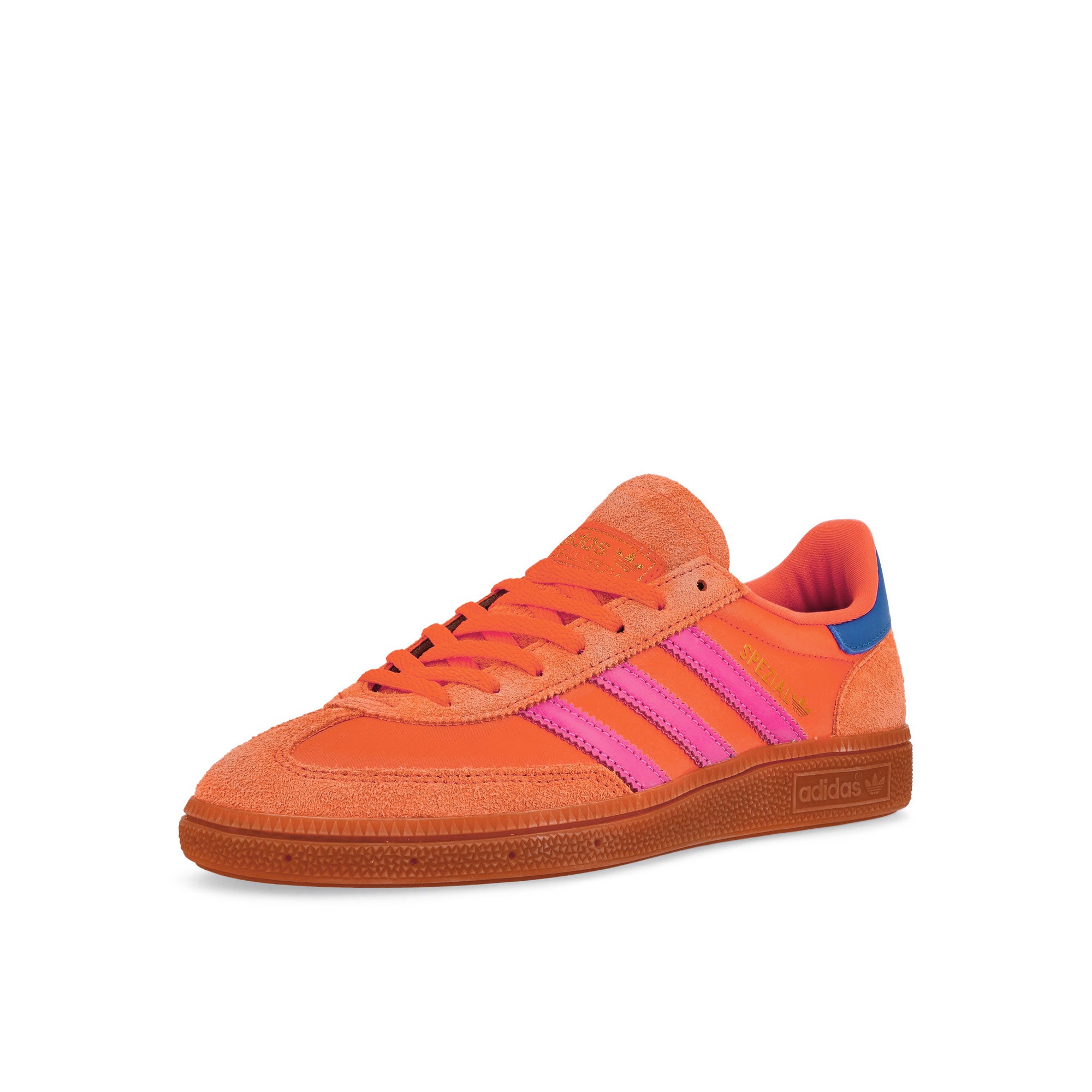 adidas Handball Spezial W Solar Orange / Lucid Pink / Gum 2 Low Top Sneakers Close Up | Overkill