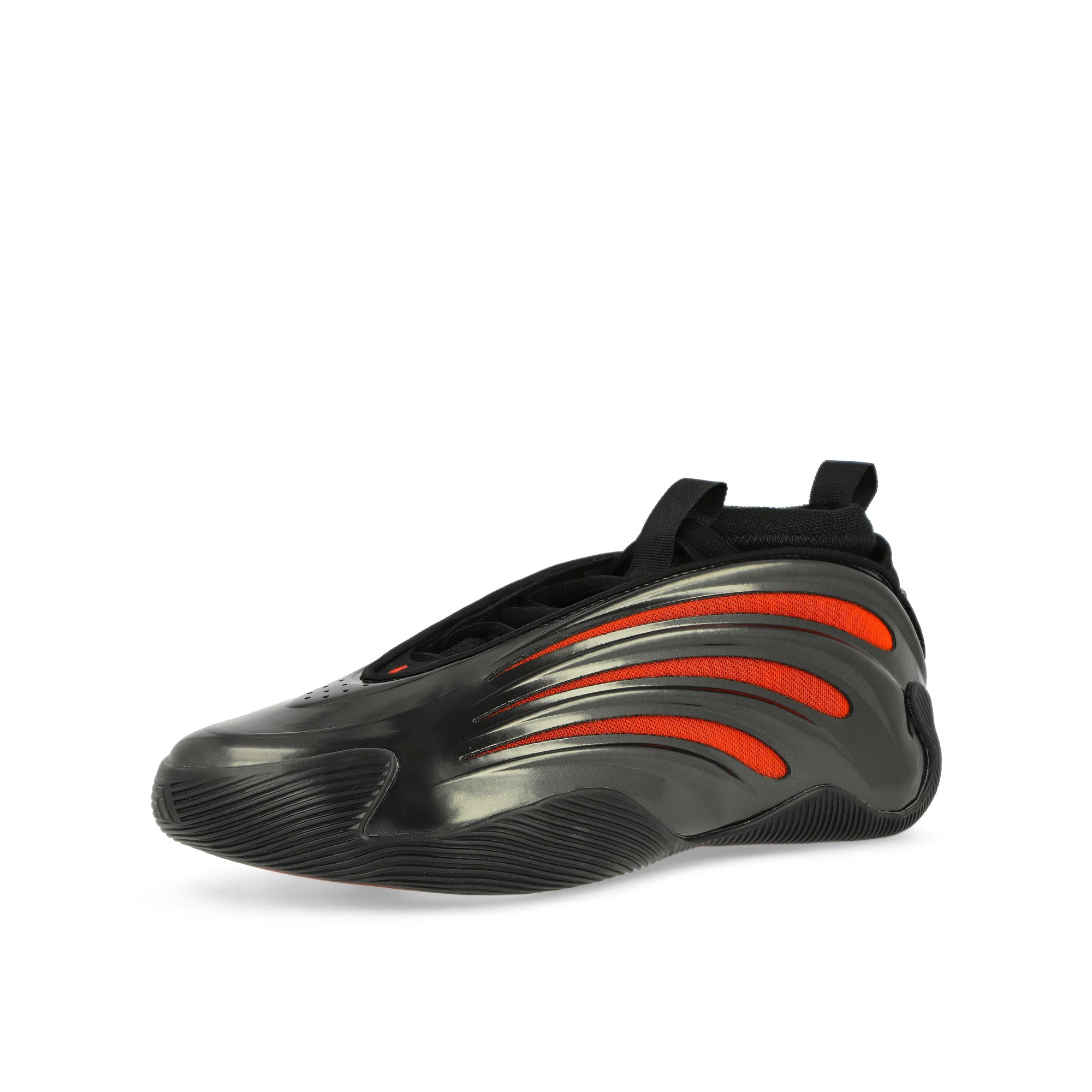 adidas Harden Volume 9 Core Black / Lucid Red / Footwear White Low Top Sneakers Close Up | Overkill