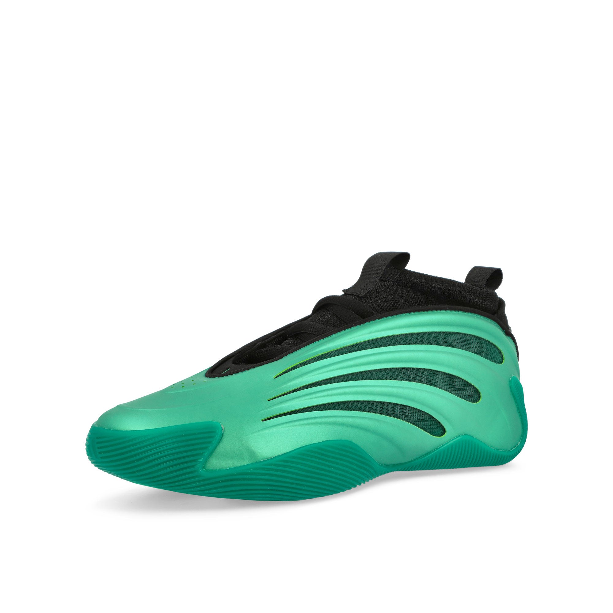 adidas Harden Volume 9 Semi Court Green / Core Black / Screaming Green Low Top Sneakers Close Up | Overkill