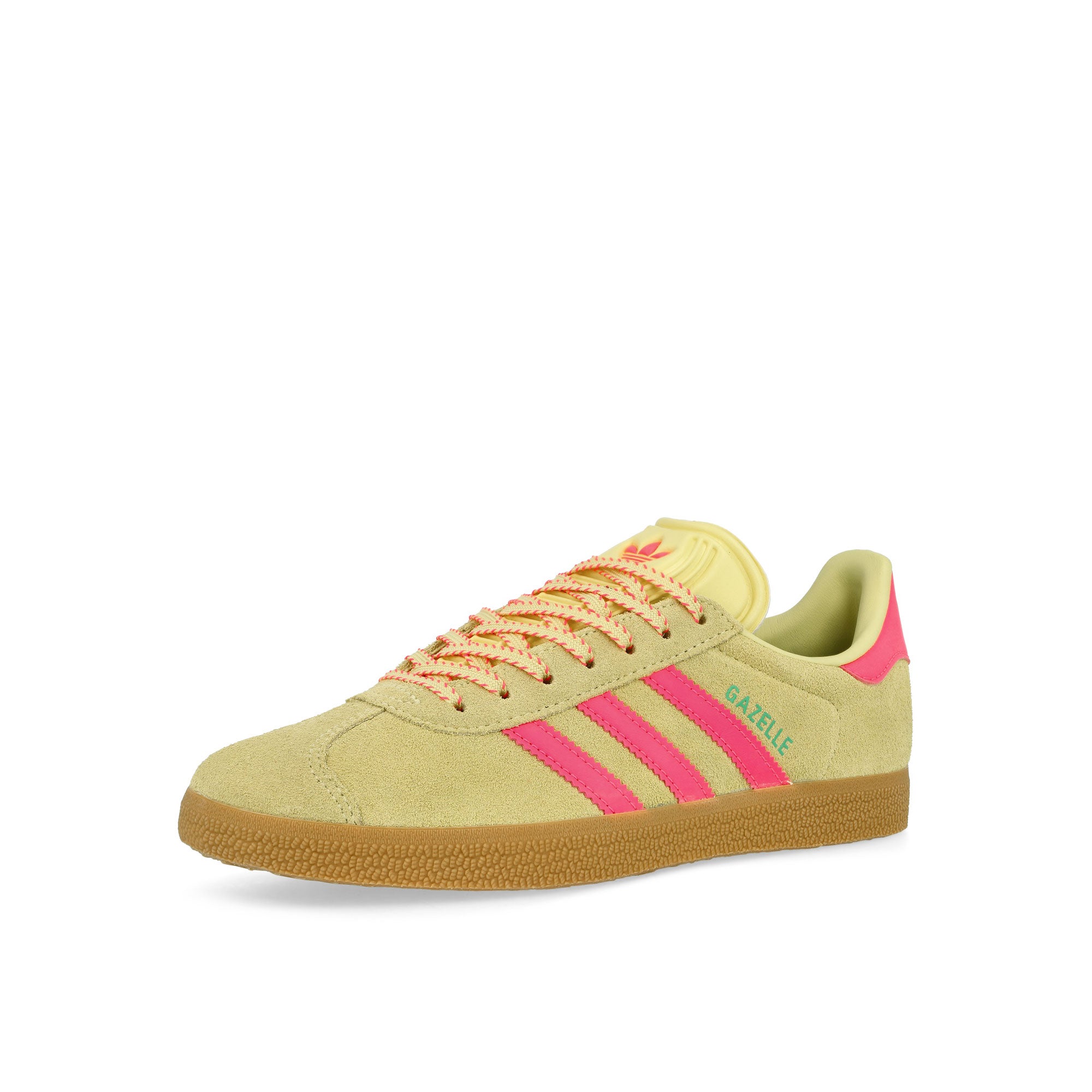 adidas Gazelle W Powder Yellow / Lucid Pink / Gum3 Low Top Sneakers Close Up | Overkill