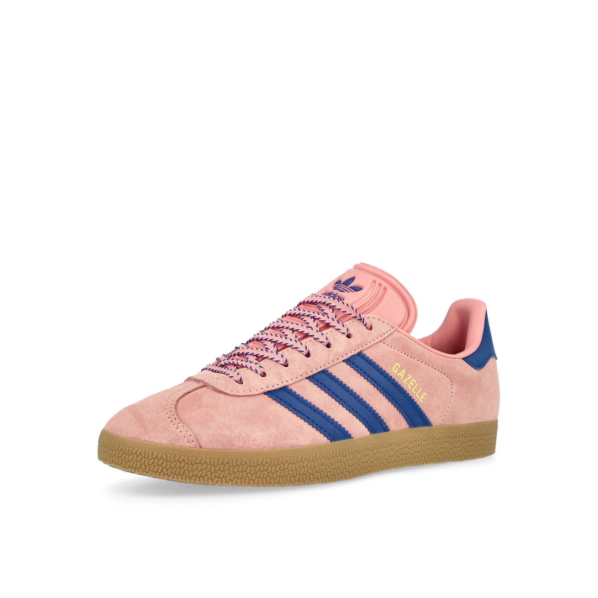 adidas Gazelle W Semi Pink Spark / Lucid Blue / Pure Sulfur Low Top Sneakers Close Up | Overkill
