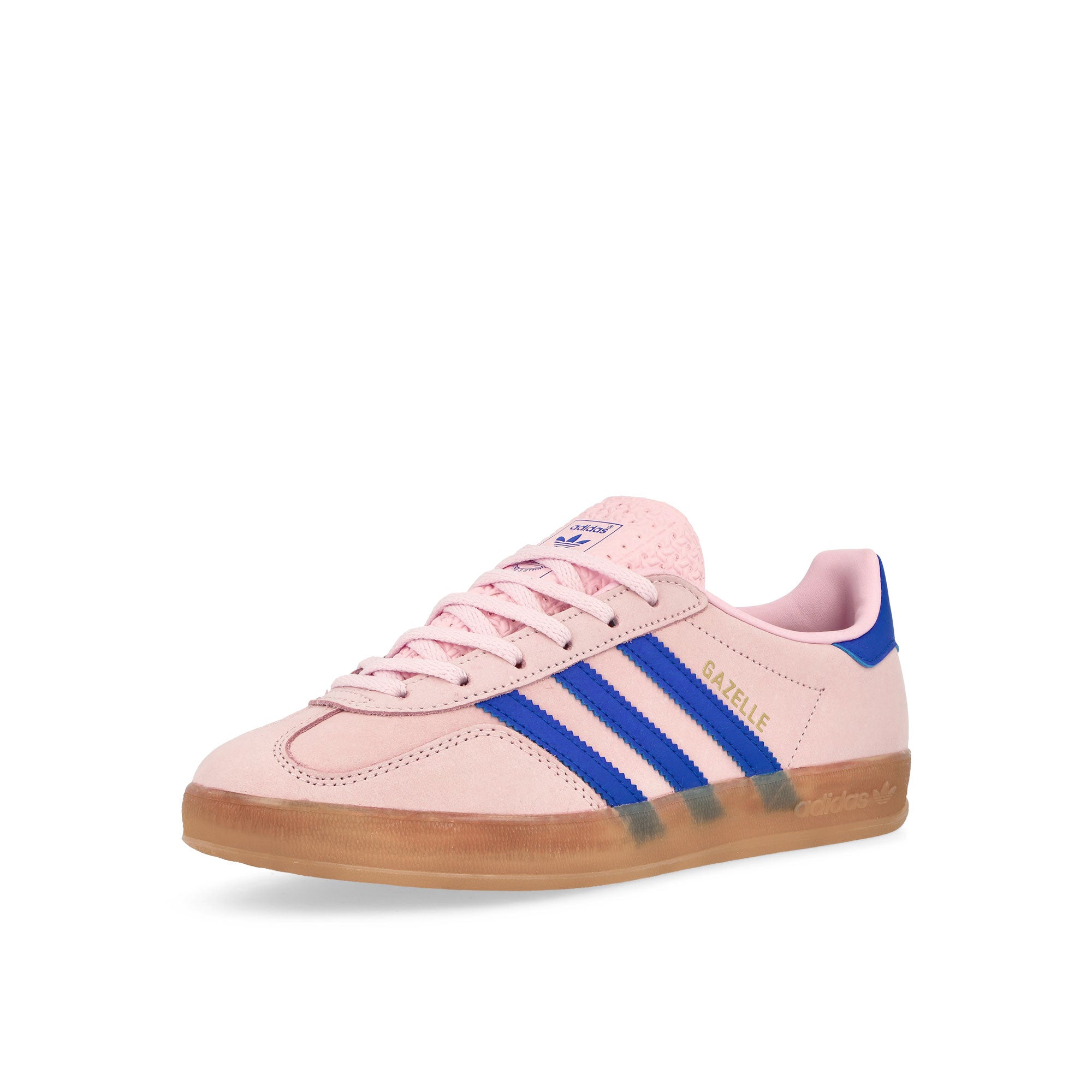 adidas Gazelle Indoor W Clear Pink / Lucid Blue / Gum 3 Low Top Sneakers Close Up | Overkill