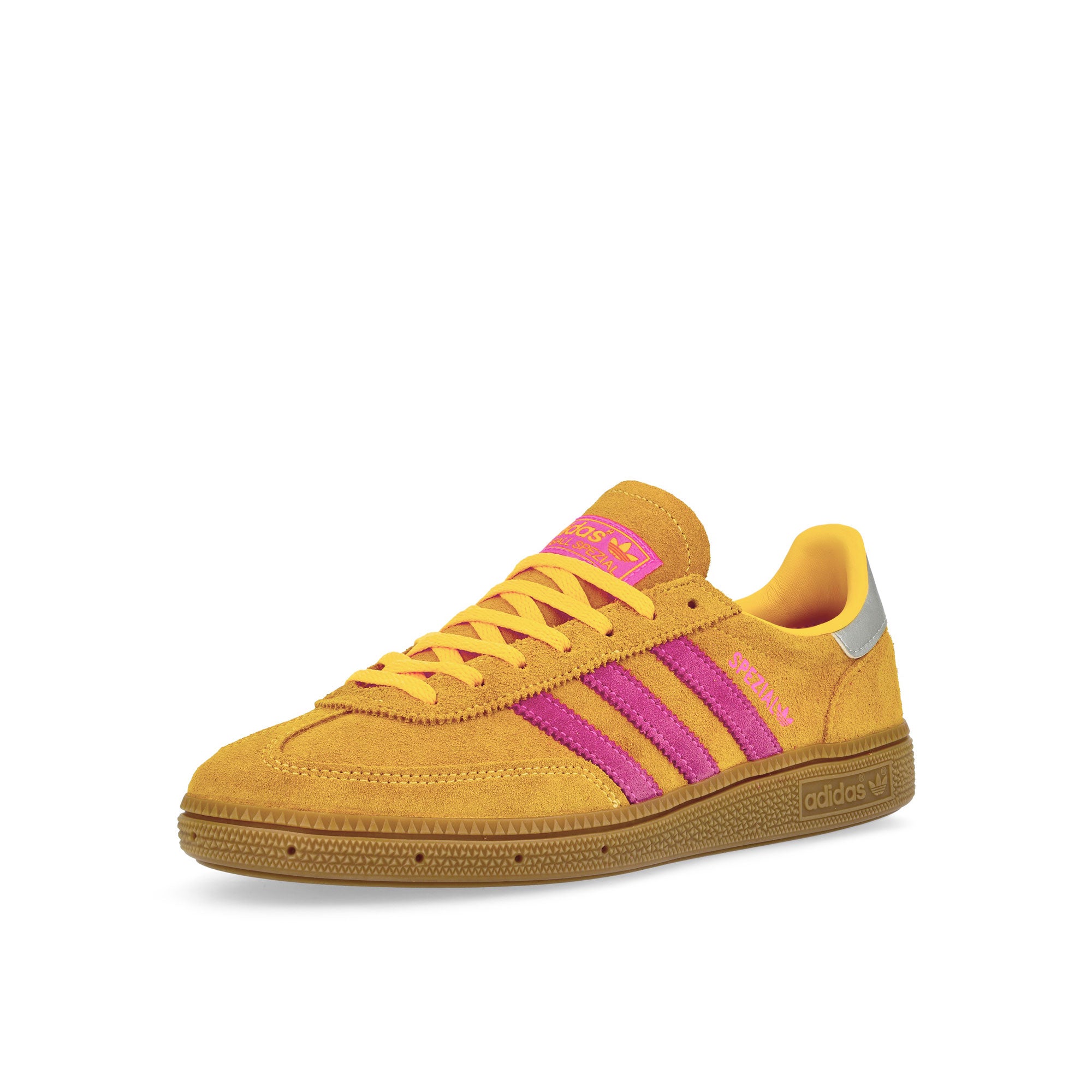 adidas Handball Spezial W Spark / Lucid Pink / Silver Metallic Low Top Sneakers Close Up | Overkill