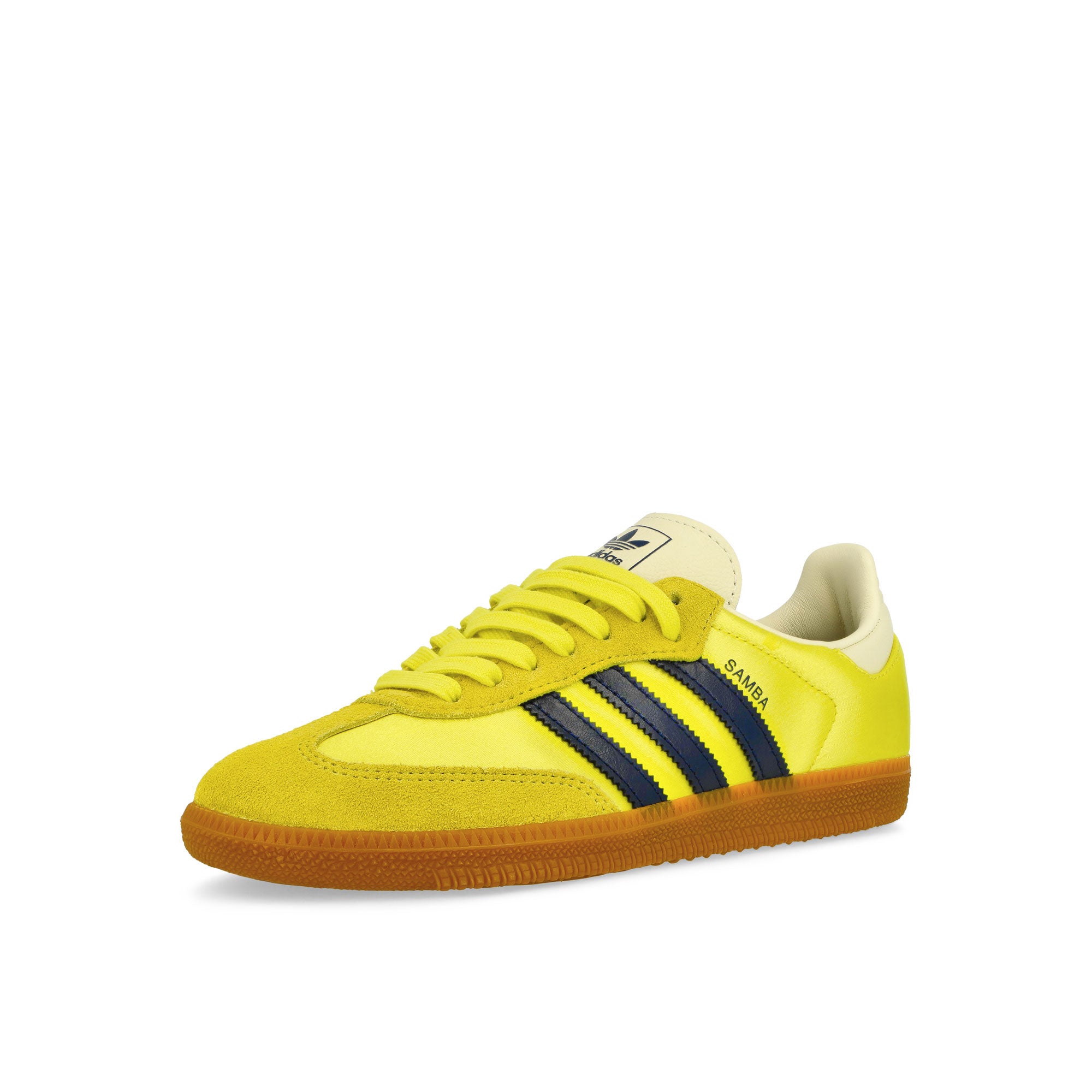 adidas Samba OG W Shock Yellow / Night Indigo / Cream White Low Top Sneakers Close Up | Overkill
