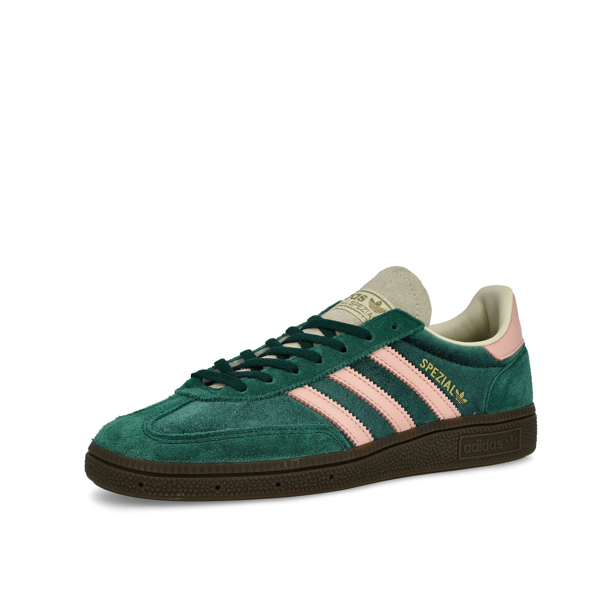 adidas Handball Spezial W Collegiate Green / Clear Pink / Cream White Low Top Sneakers Close Up | Overkill