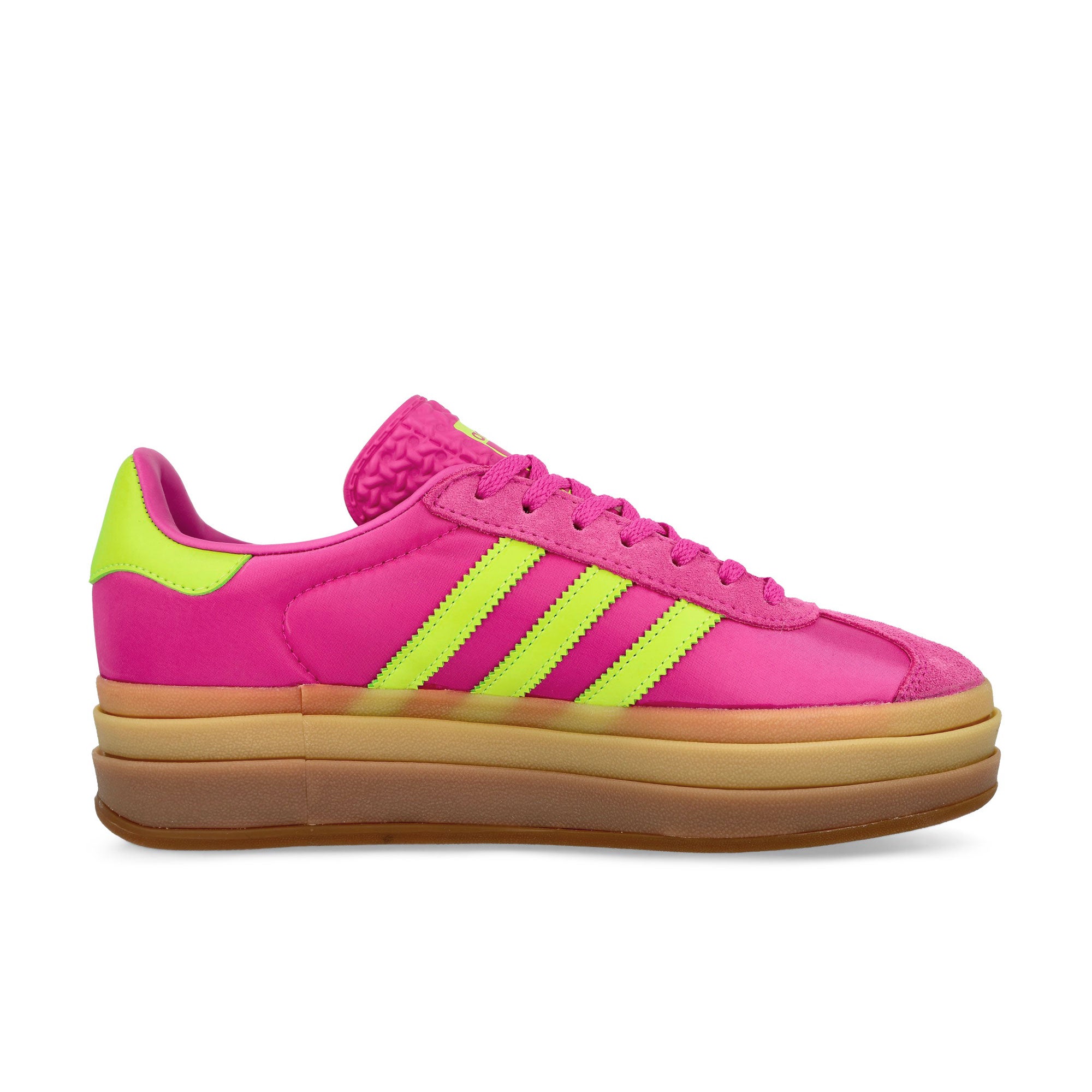 adidas Gazelle Bold W Semi Lucid Fuchsia / Solar Slime / Gold Metallic Low Top Sneakers Silhouette | Overkill
