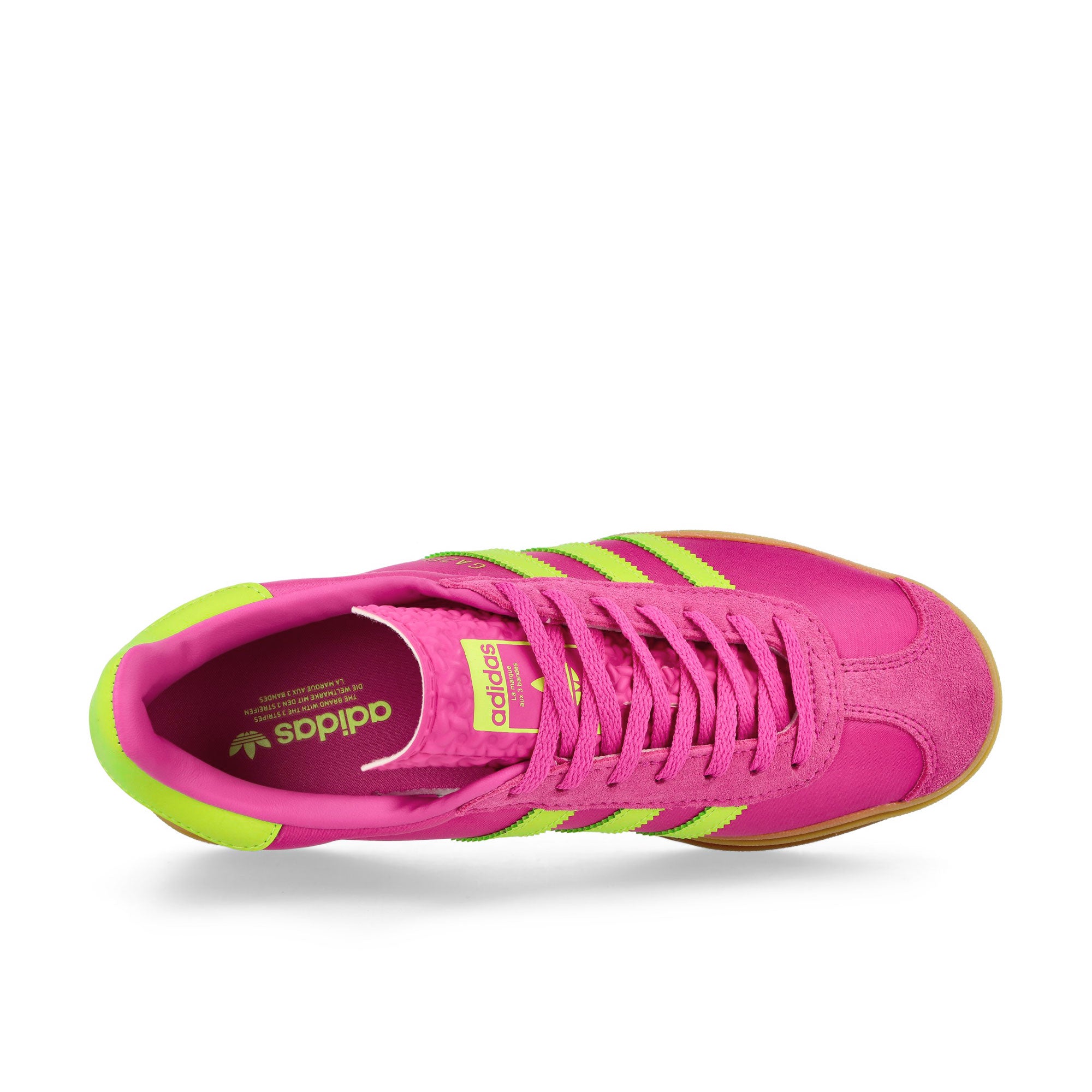 adidas Gazelle Bold W Semi Lucid Fuchsia / Solar Slime / Gold Metallic Low Top Sneakers Detailfoto | Overkill
