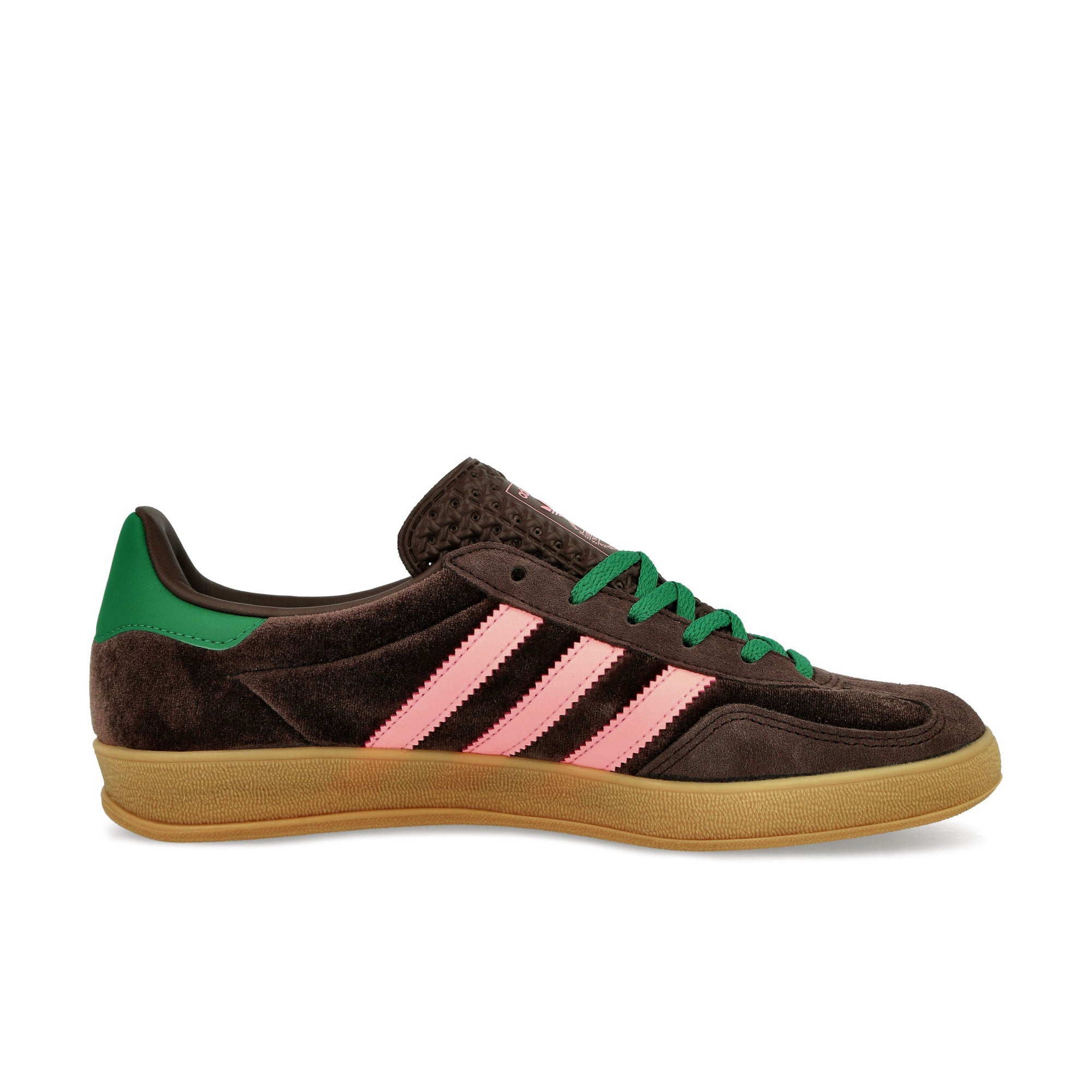 adidas Gazelle Indoor W Dark Brown / Glow Pink / Court Green Low Top Sneakers Silhouette | Overkill
