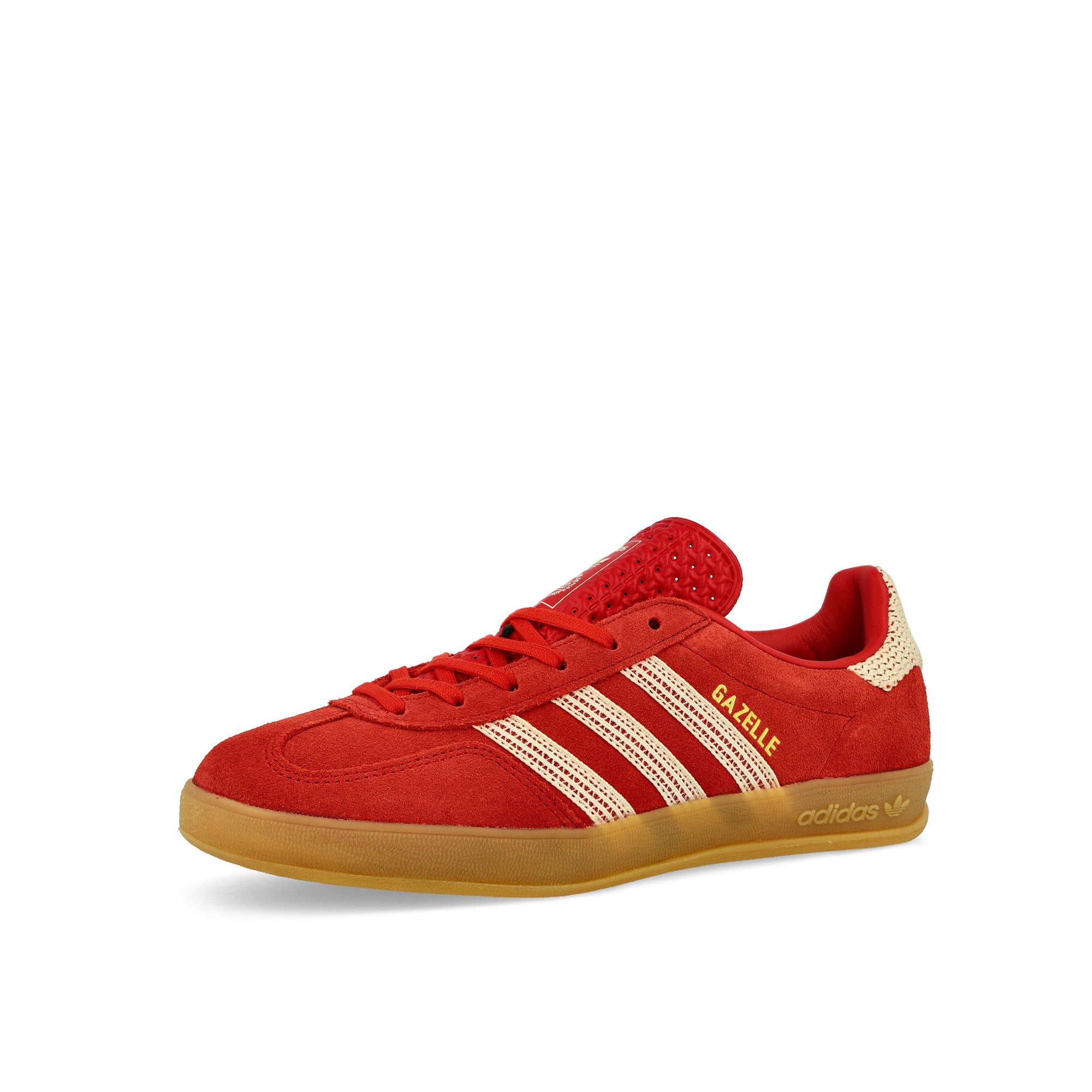 adidas Gazelle Indoor W Better Scarlet / Wonder White / Gum 3 Low Top Sneakers Close Up | Overkill