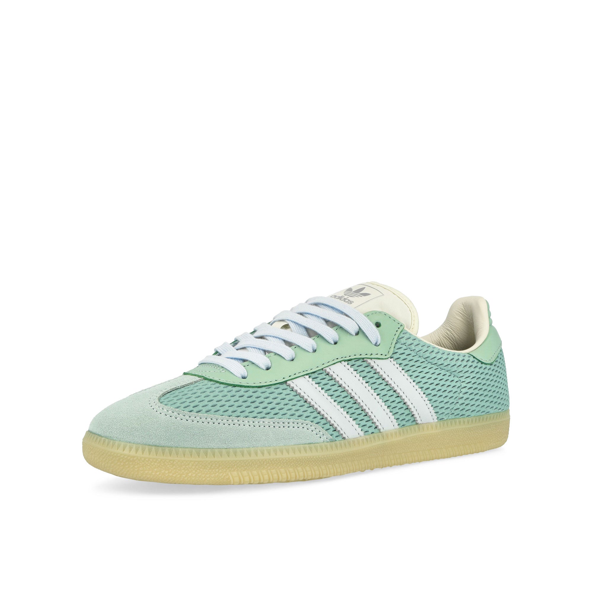 adidas Samba OG Hazy Green / Sky Tint / Off White Low Top Sneakers Close Up | Overkill