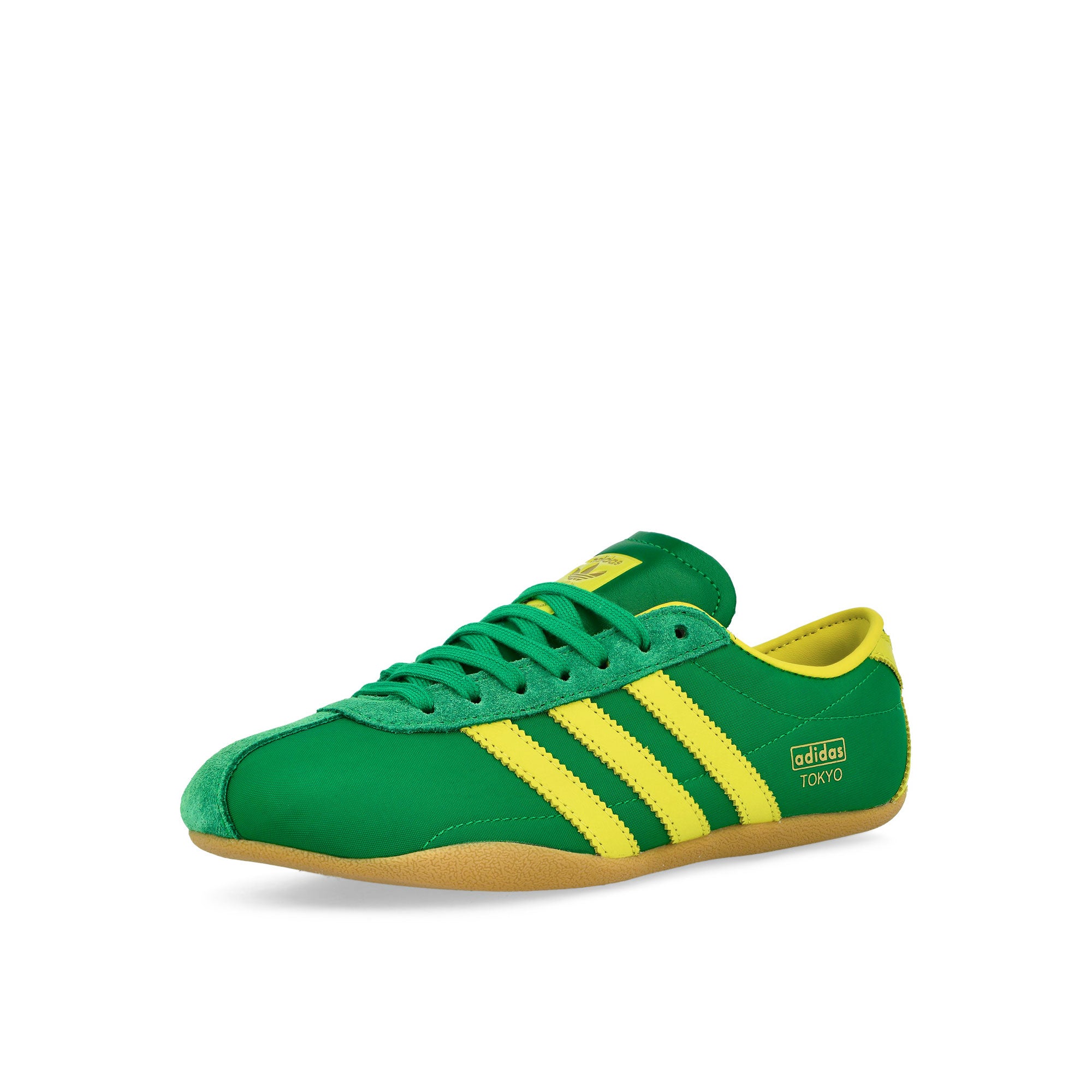 adidas Tokyo W Green / Pure Sulfur / Gold Metallic Low Top Sneakers Close Up | Overkill