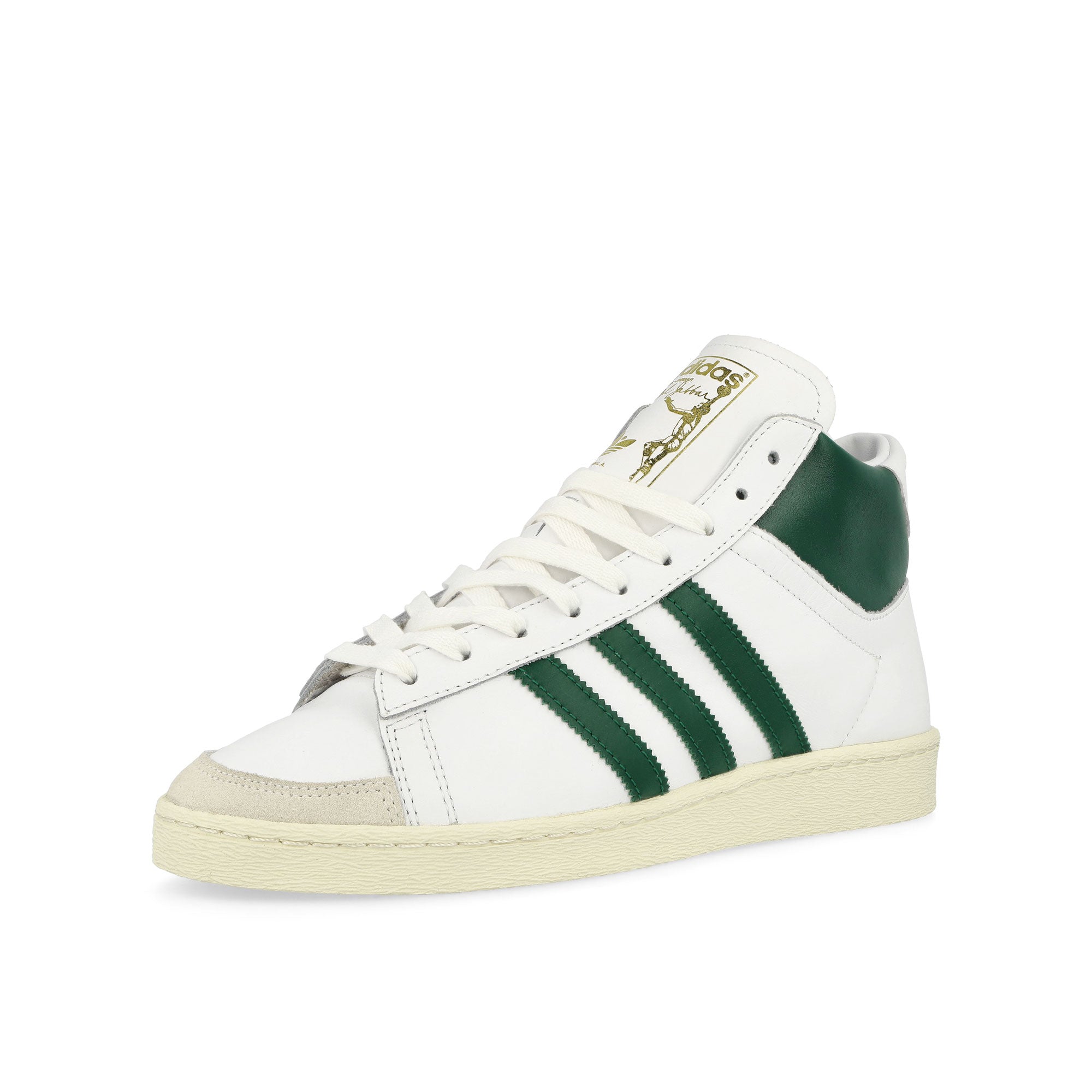 adidas Jabbar Hi Footwear White / Collegiate Green / Off White High Top Sneakers Close Up | Overkill