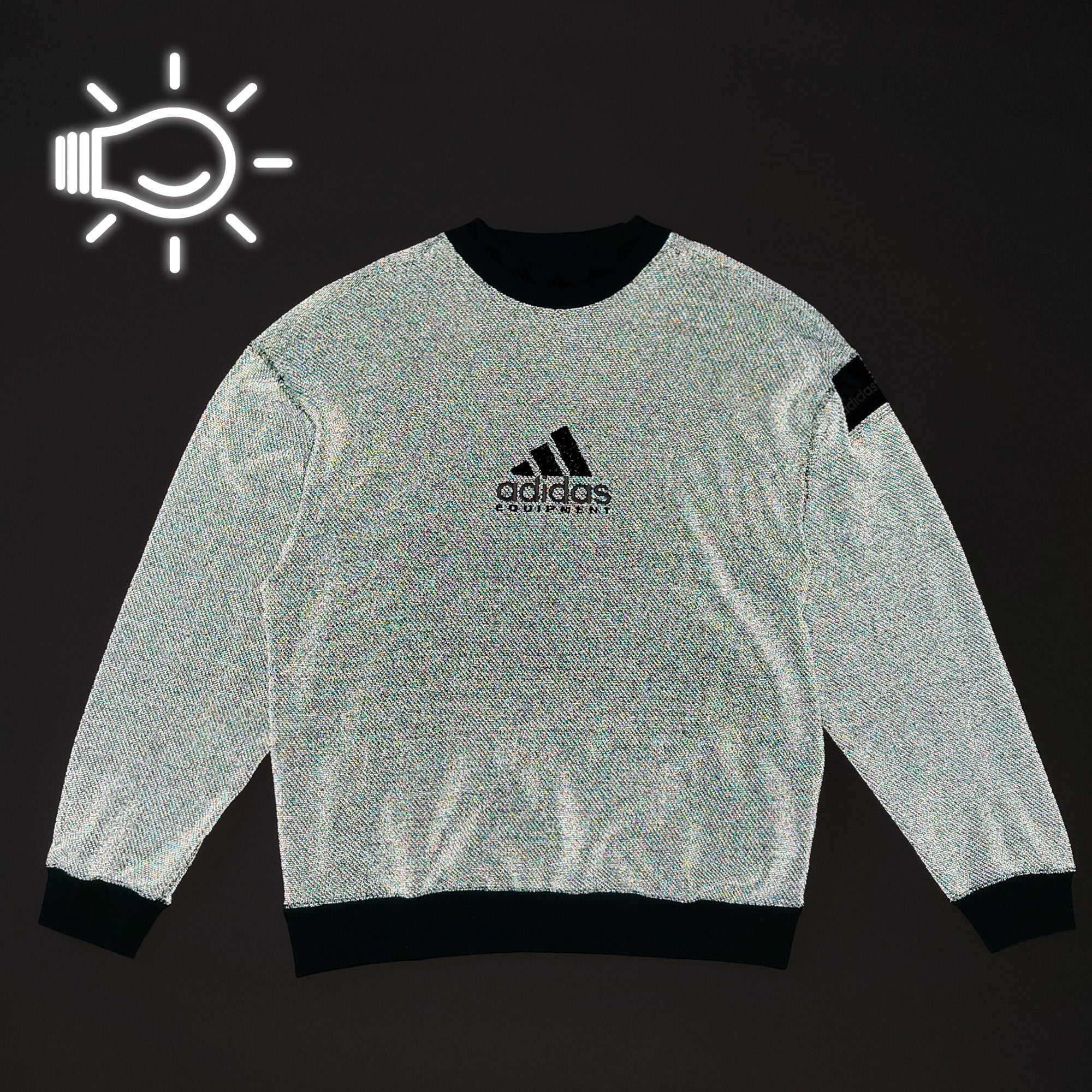 adidas Equipment Reflective Crew Neck Sweatshirt Equipment Green Sweatshirts Close-up | Overkill