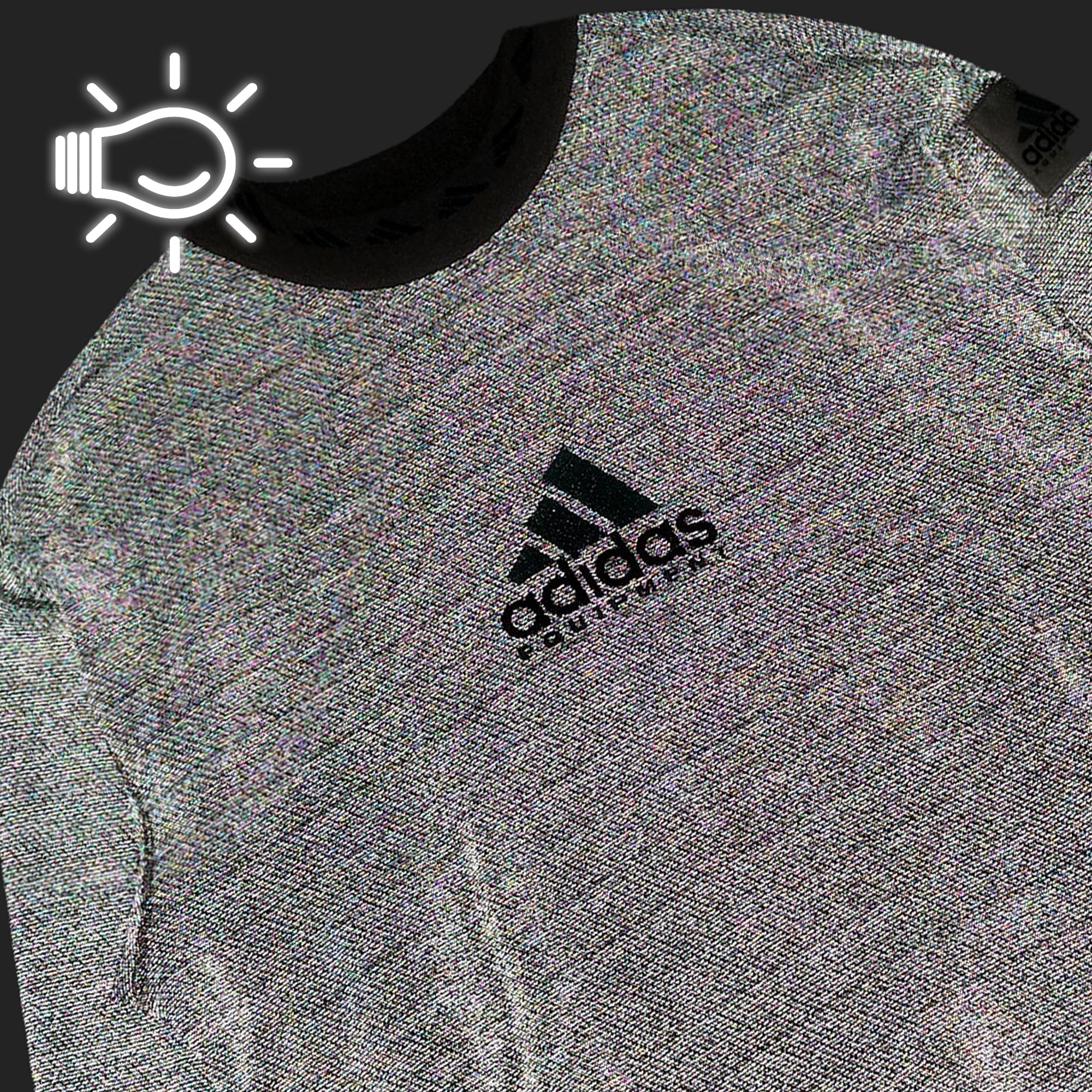 adidas Equipment Reflective Crew Neck Sweatshirt Medium Grey Heather Sweatshirts Close-up | Overkill
