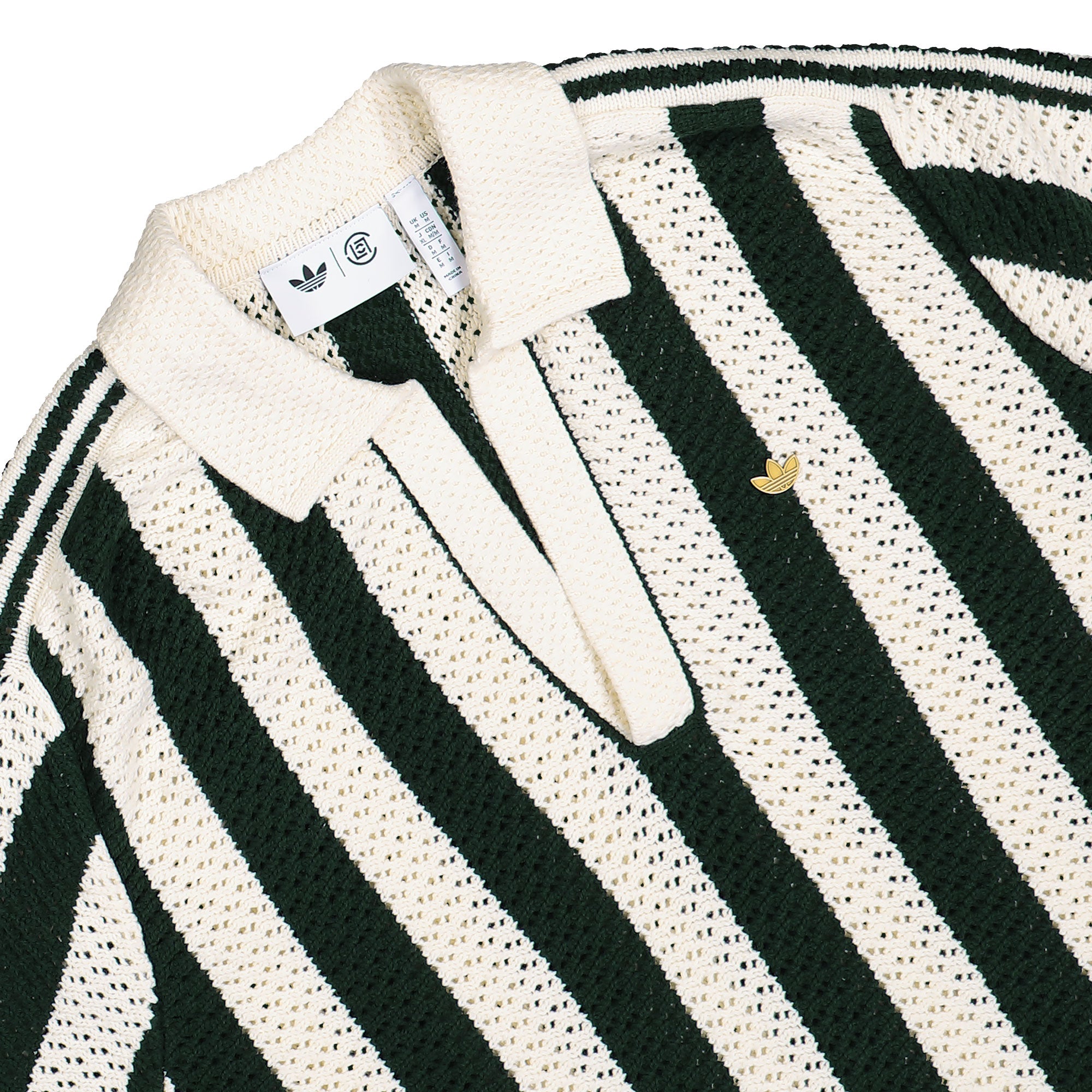 Clot x adidas Knit Polo Green Night / Cream White Polo Shirt JP1615 Detailfoto | Overkill