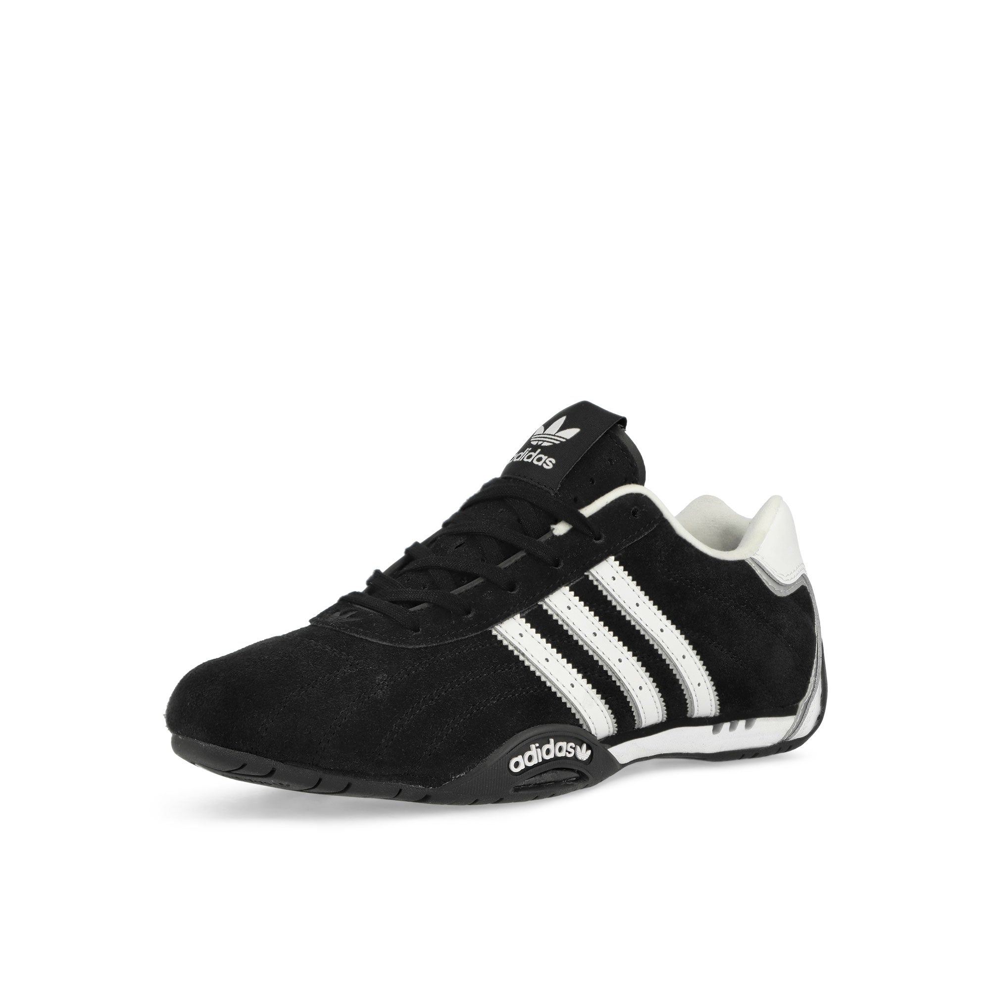 adidas Adiracer Lo Core Black / Footwear White / Gold Metallic Low Top Sneakers Close Up | Overkill