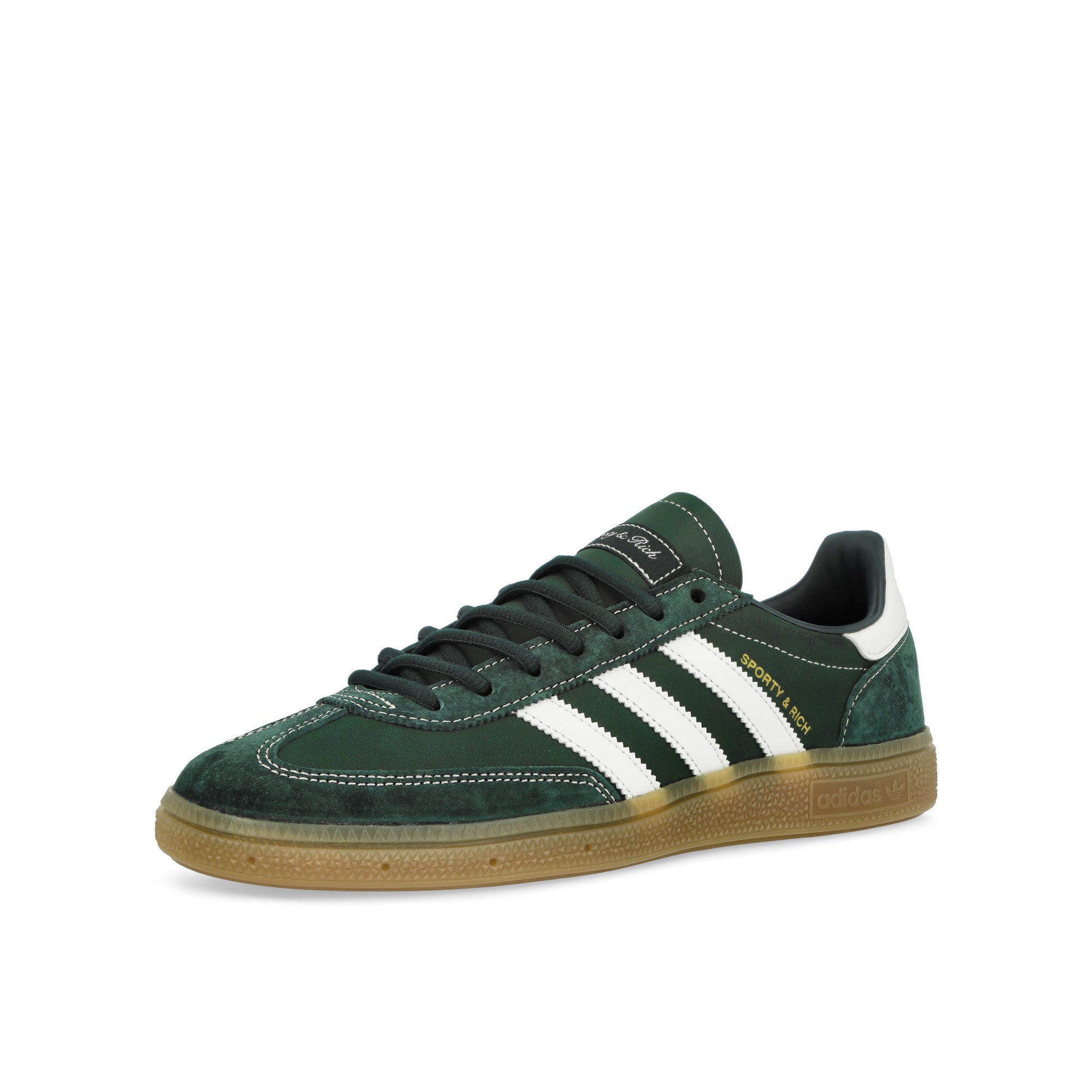adidas Handball Spezial Dark Green / Footwear White / Gum 3 Low Top Sneakers Close Up | Overkill
