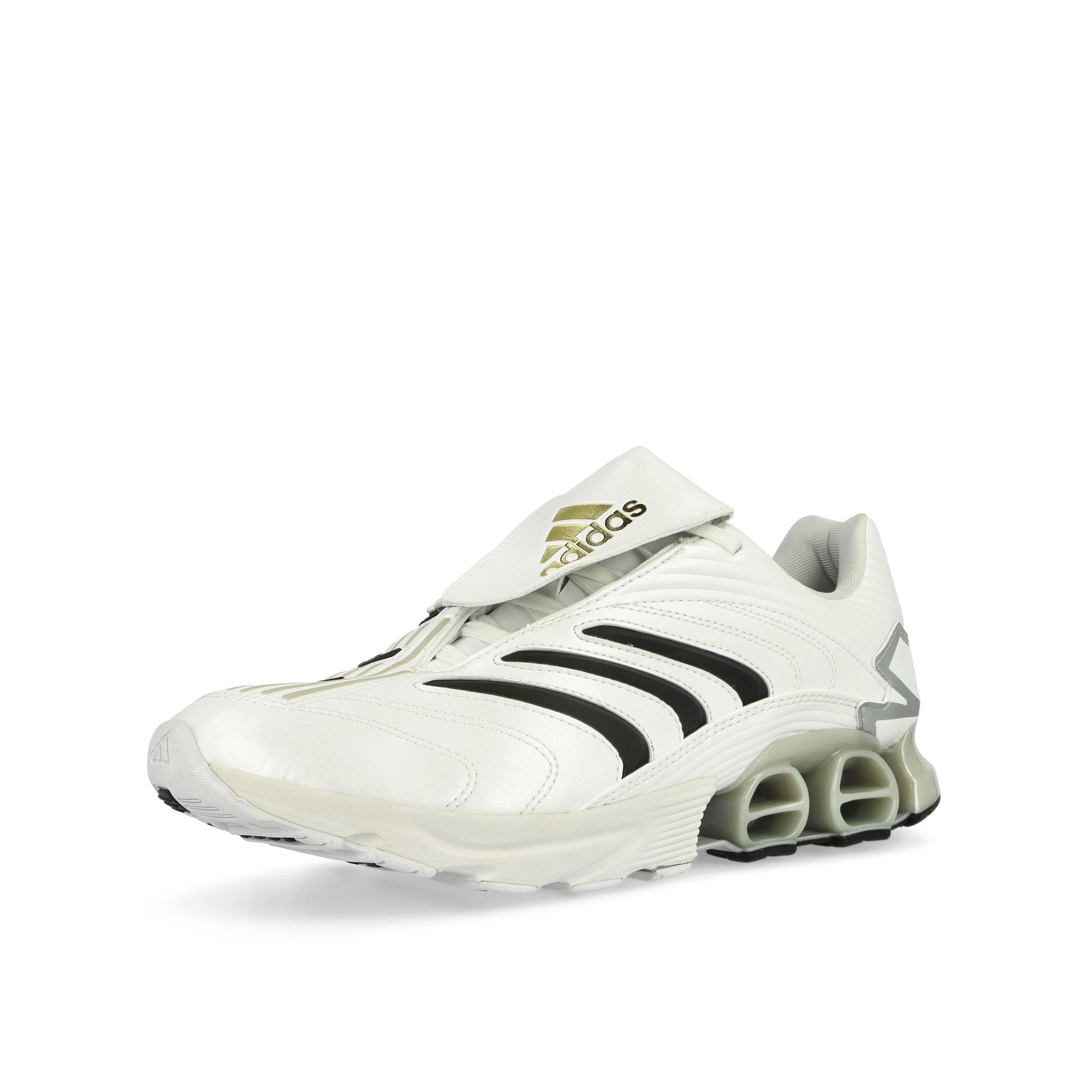 adidas Predator Megaride Footwear White / Core Black / Gold Met Low Top Sneakers Close Up | Overkill