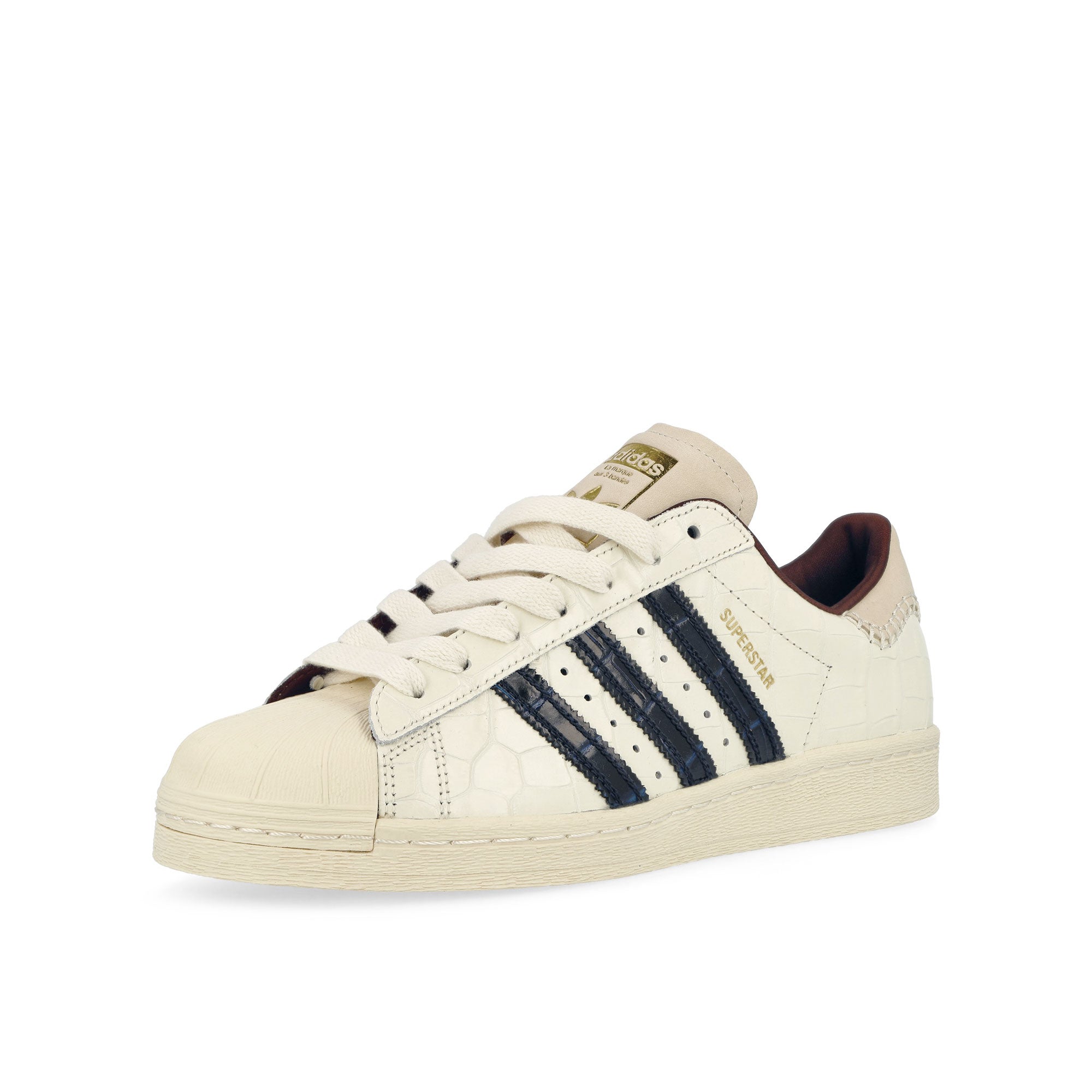 adidas Superstar Wonder White / Collegiate Navy / Night Red Low Top Sneakers Close Up | Overkill