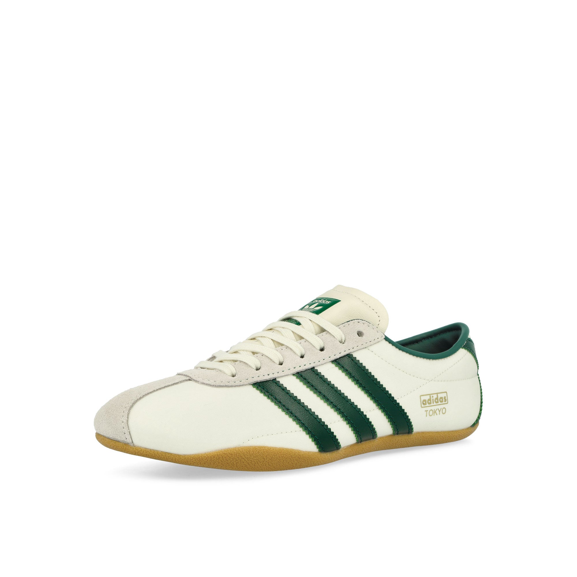 adidas Tokyo W Off White / Collegiate Green / Gold Metallic Low Top Sneakers Close Up | Overkill