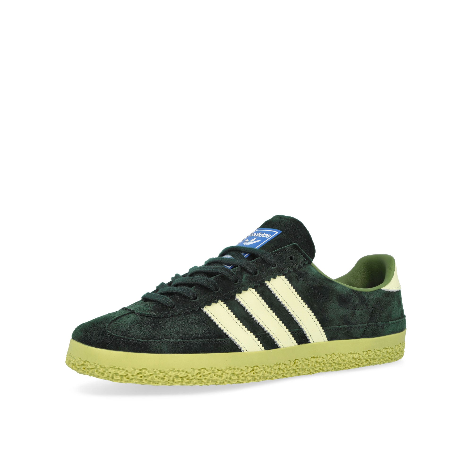 adidas Roelee SPZL Wild Pine / Halo Gold / Cream White Low Top Sneakers Close Up | Overkill