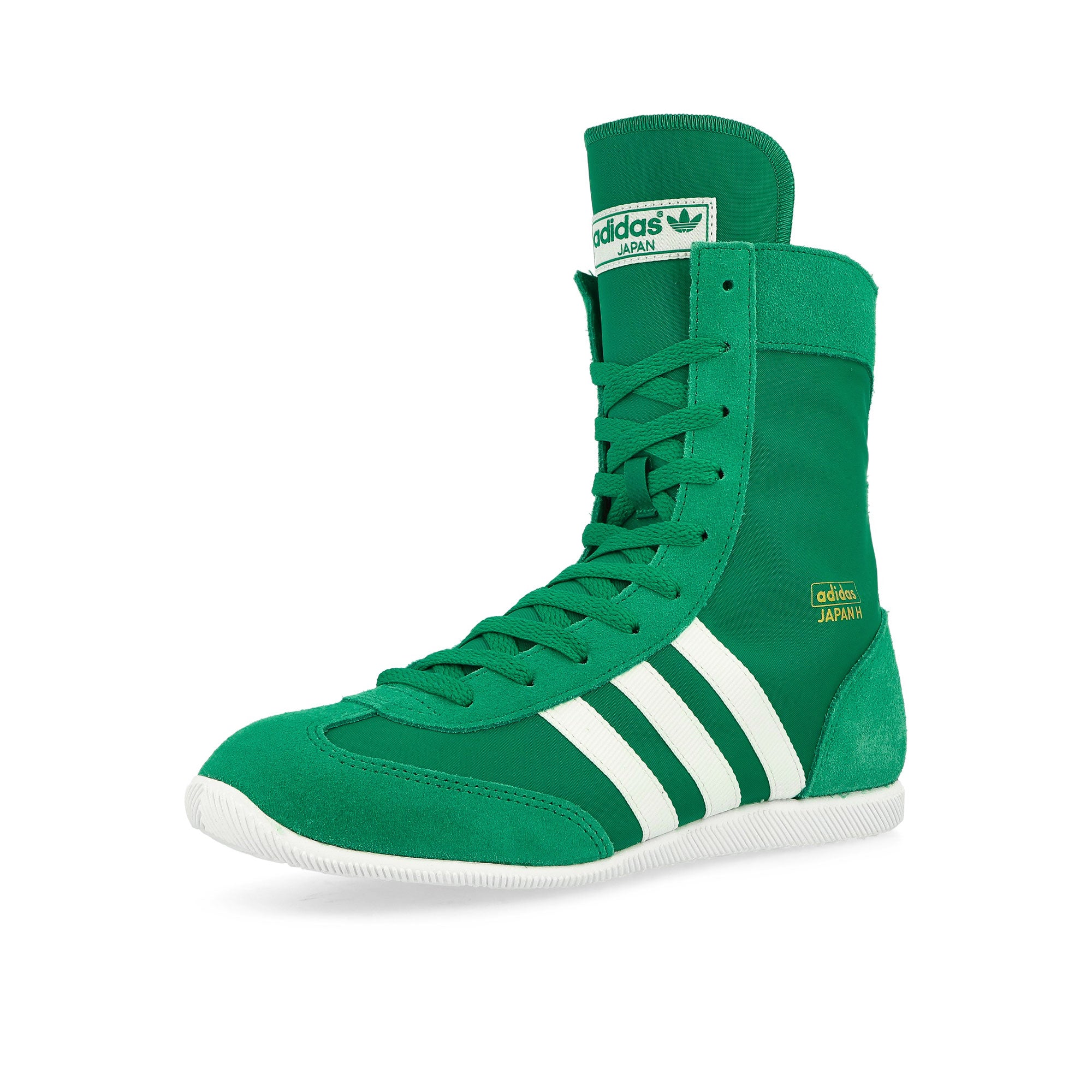 adidas Japan H W Court Green / Cloud White / Gold Metallic High Top Sneakers Close Up | Overkill